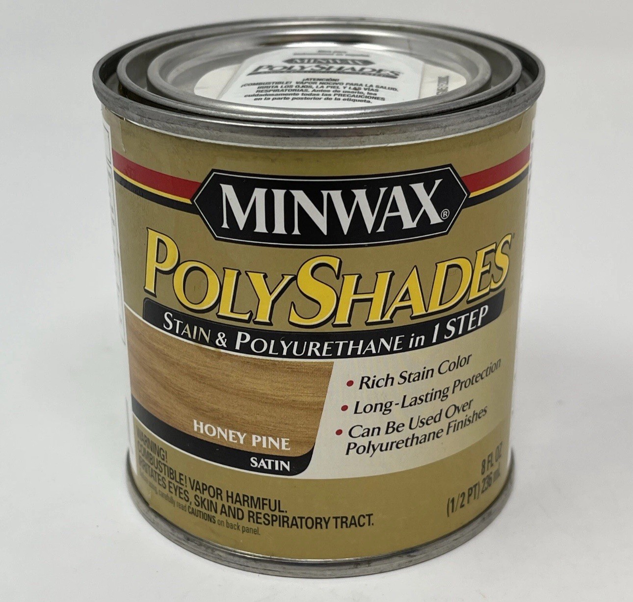 Minwax PolyShades Wood Stain + Polyurethane Finish 1/2 Pint, Honey Pine, Satin
