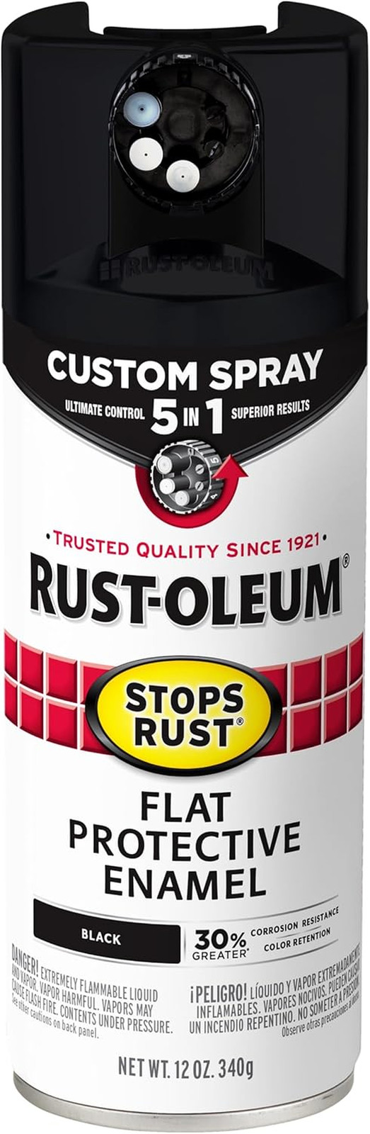 Rust-Oleum Stops Rust 5-in-1 Custom Spray Paint, 12 oz, Flat Black (376855)