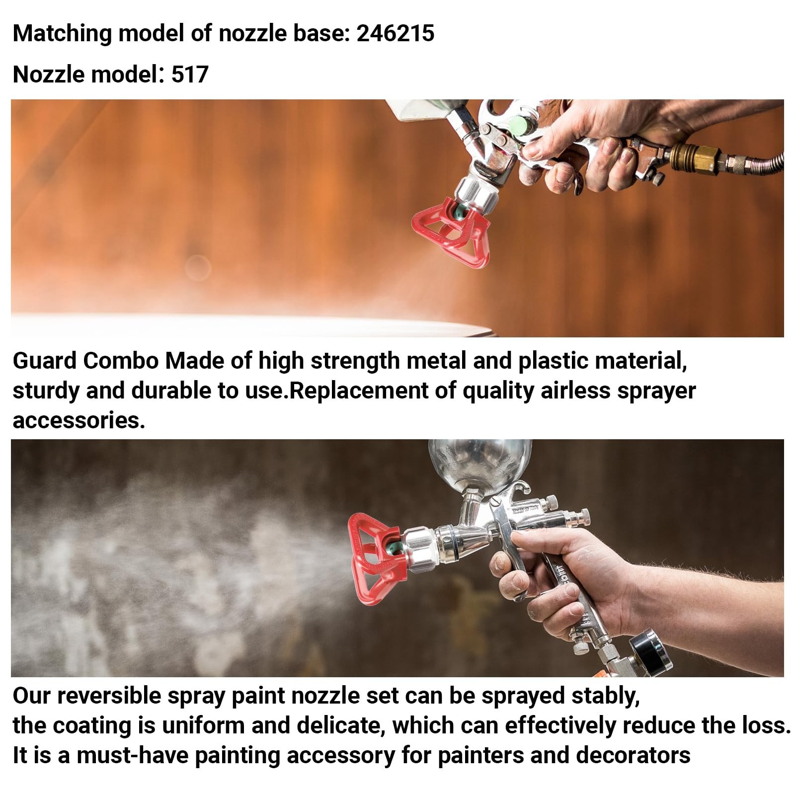 Airless Spray Tip for Standard Airless Paint Spray ，Includes 517 Nozzle t