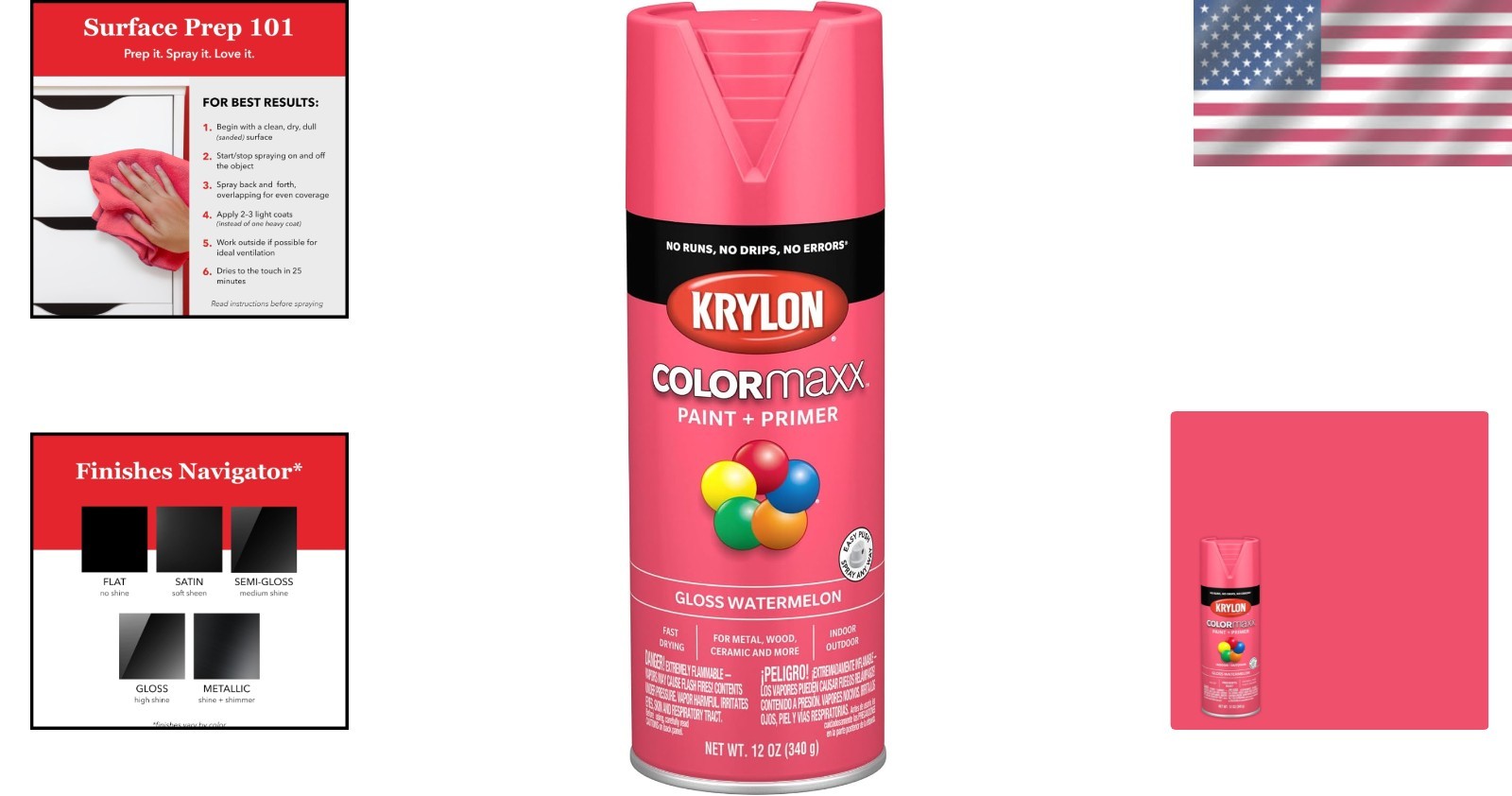 Gloss Watermelon Pink Spray Paint & Primer – Fast-Drying 12 oz. for DIY Projects