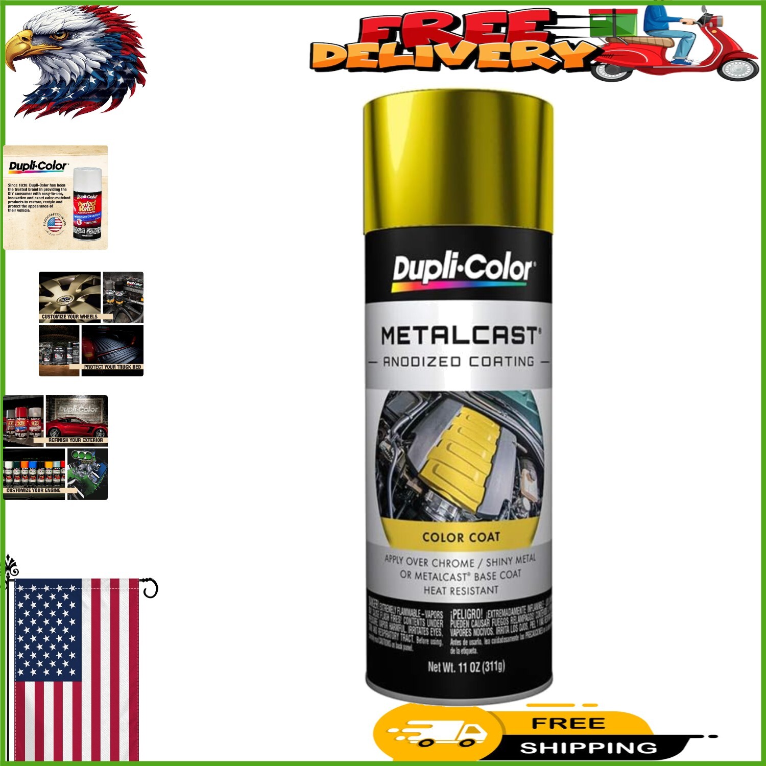 Yellow Anodized Metallic Spray Paint – 11 Oz Heat Resistant Automotive Finish
