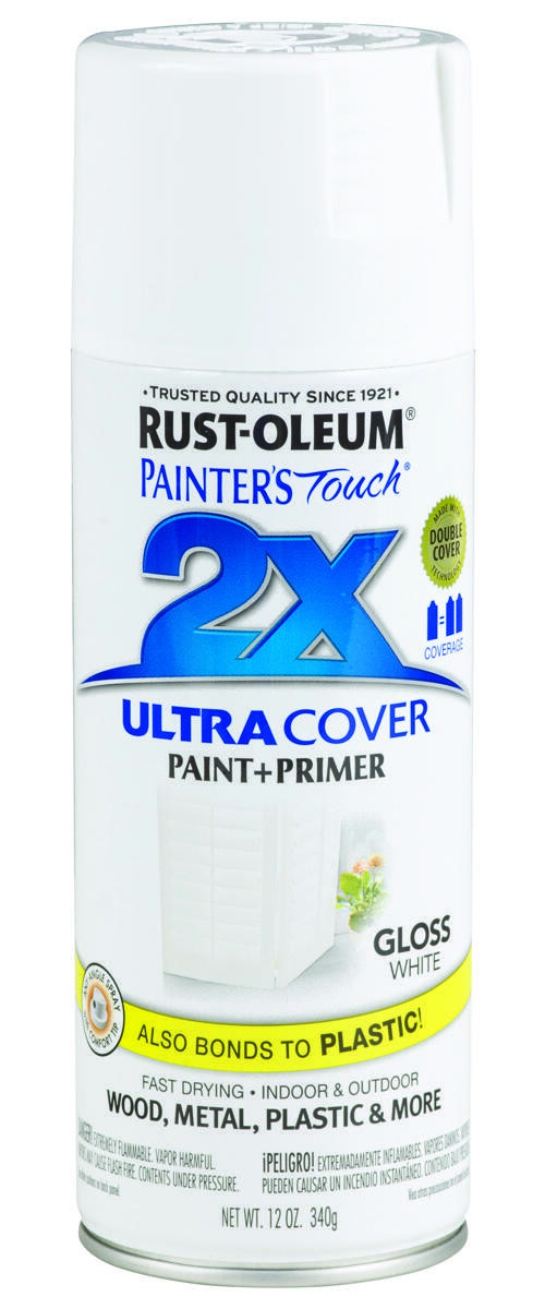 PAINTER’S Touch Gloss Spray Paint, Gloss, White, 12 oz, Aerosol Can