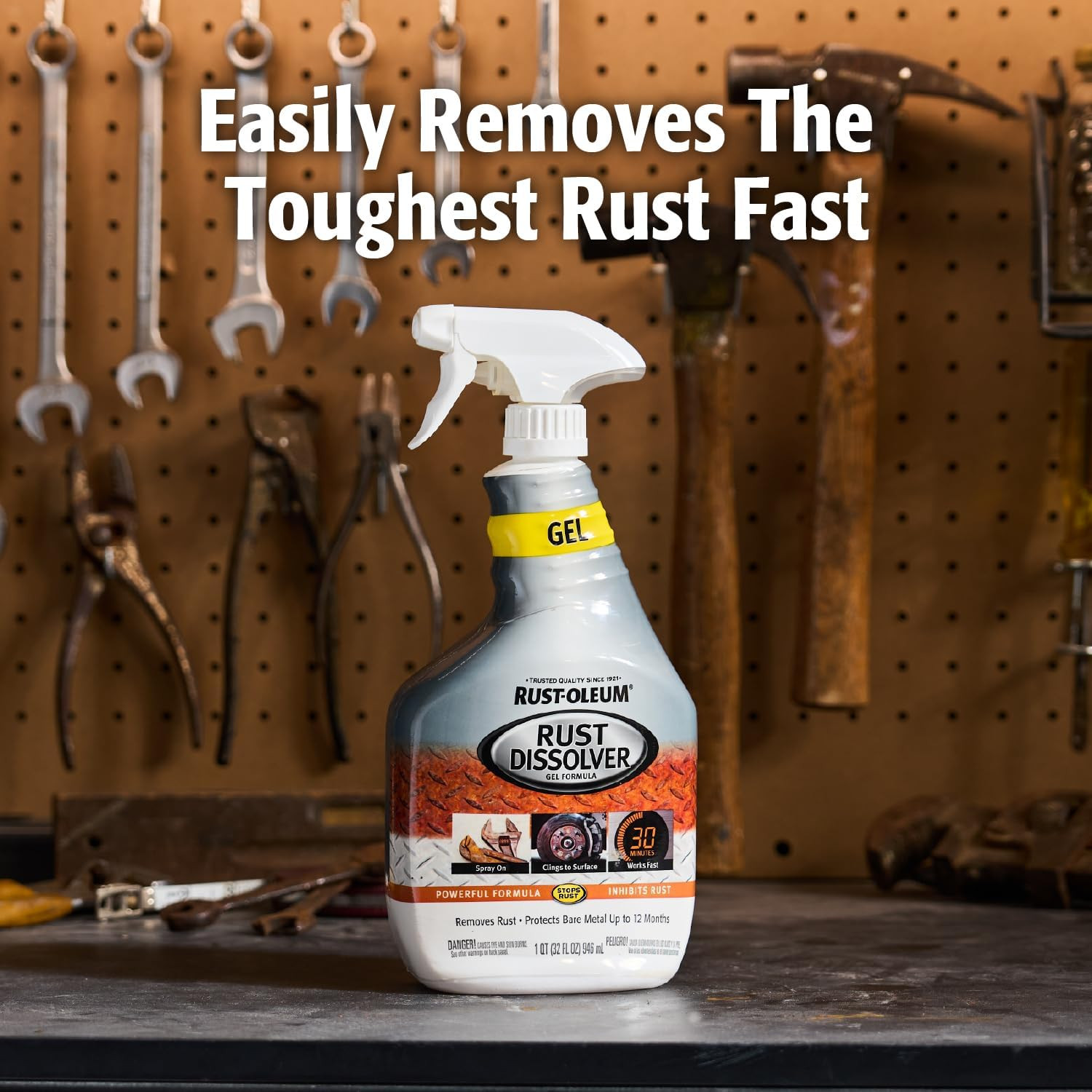 Rust Dissolver Trigger Spray Gel | Heavy-Duty Corrosion Remover for Metal Tools,