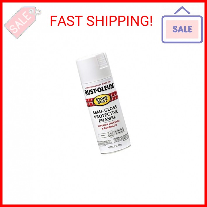 Rust-Oleum 7797830 Stops Rust Spray Paint, 12 oz, Semi-Gloss White