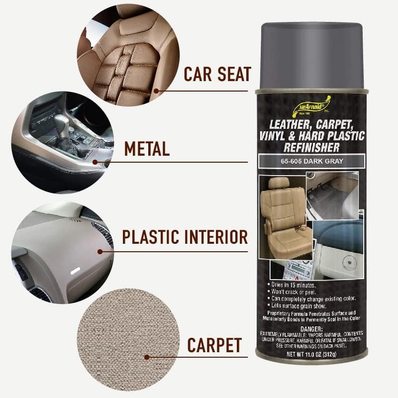 S.M. Arnold Refinishing Spray Paint – DARK GRAY 11 Oz. – For Leather, Carpet, Vi