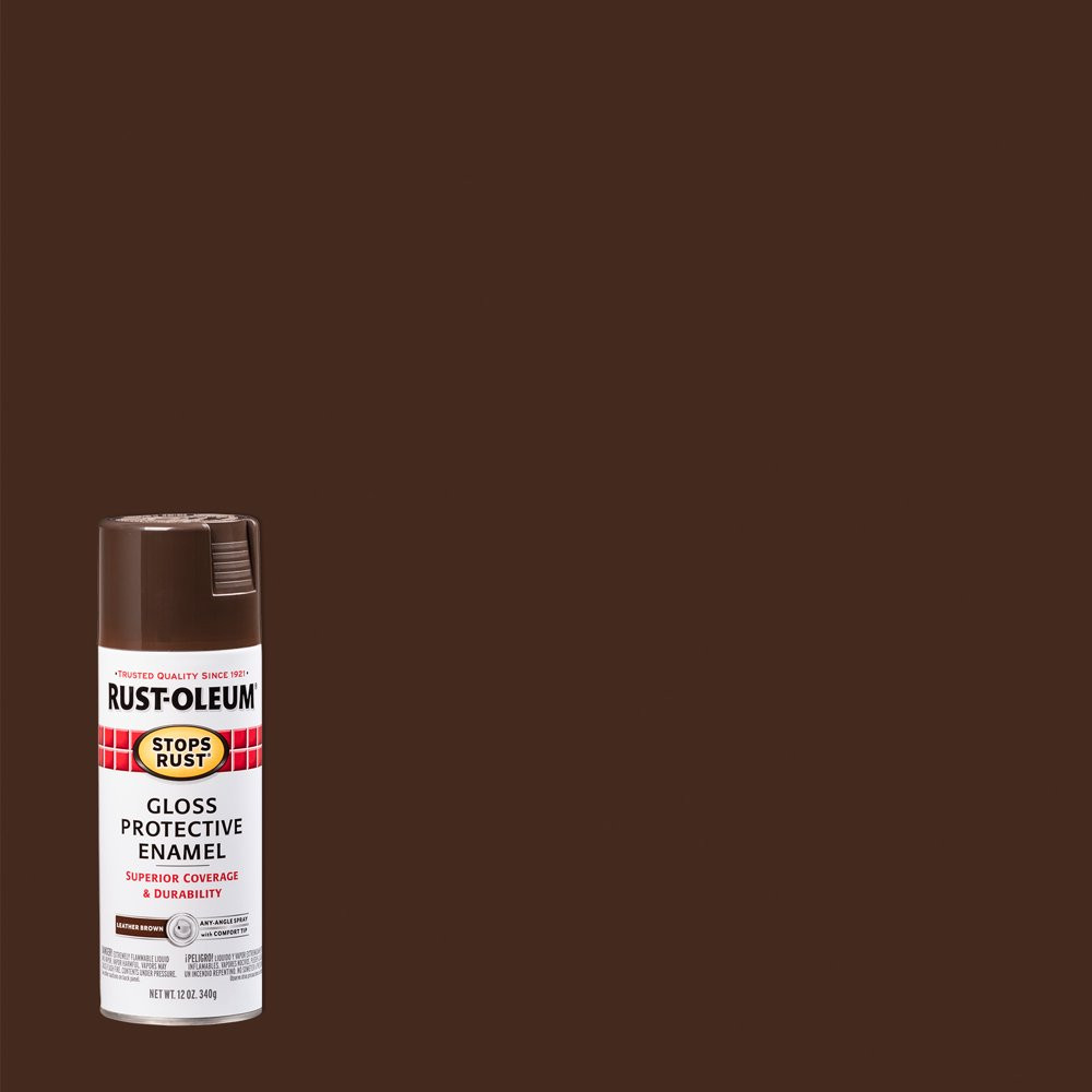 Gloss Protective Enamel Spray Paint Stops Rust Leather Brown Most Surfaces 12 Oz