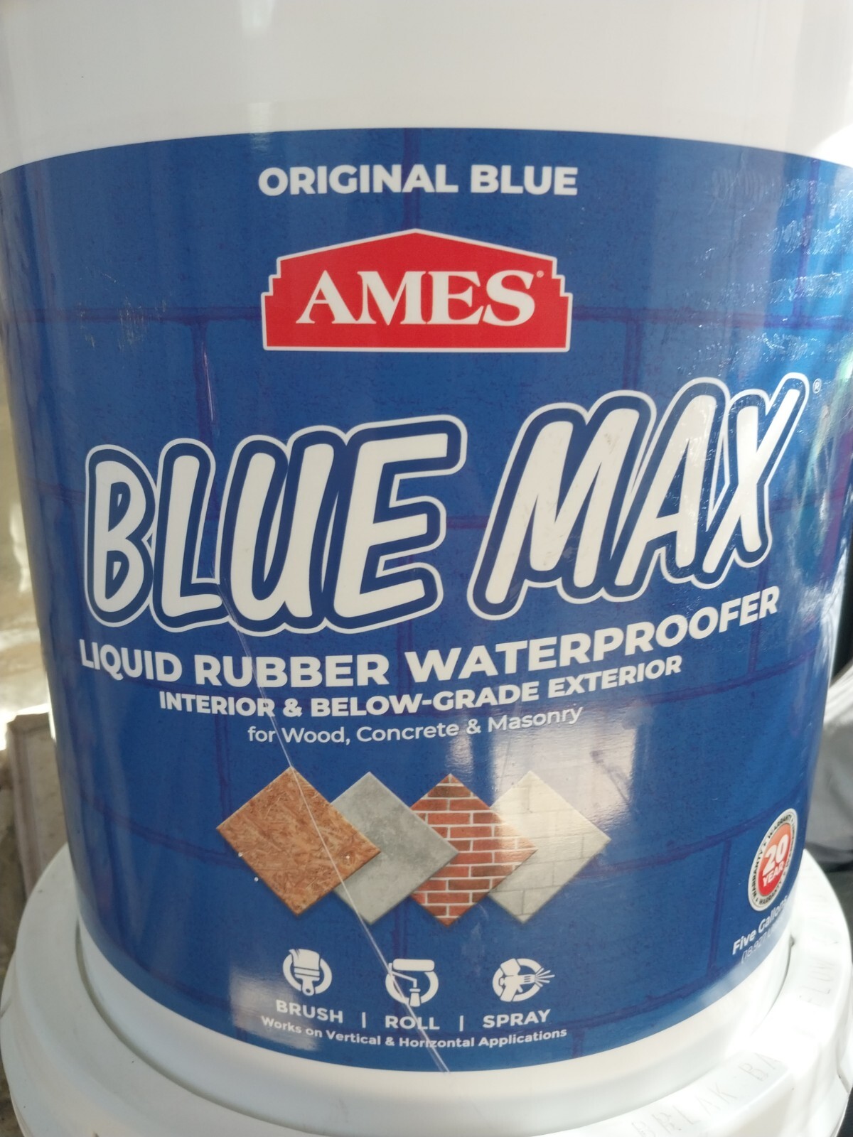 Blue Max BMX5RG 5 Gallon Liquid Rubber Membrane Waterproof Waterproofing Coating