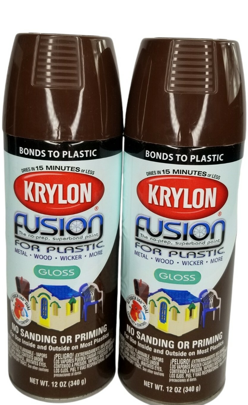 Krylon Fusion 2 For Plastic Wood Metal Spray Paint Espresso 12 oz 2340 Set of 2