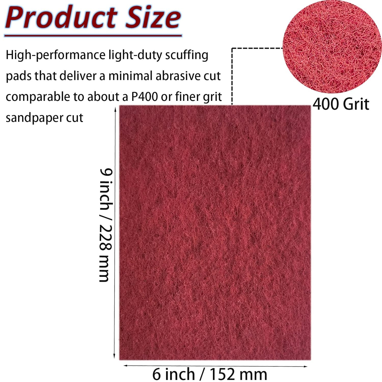 10 Pack 6″ X 9″ 400 Grit General Purpose Scuff Pads for Scuffing