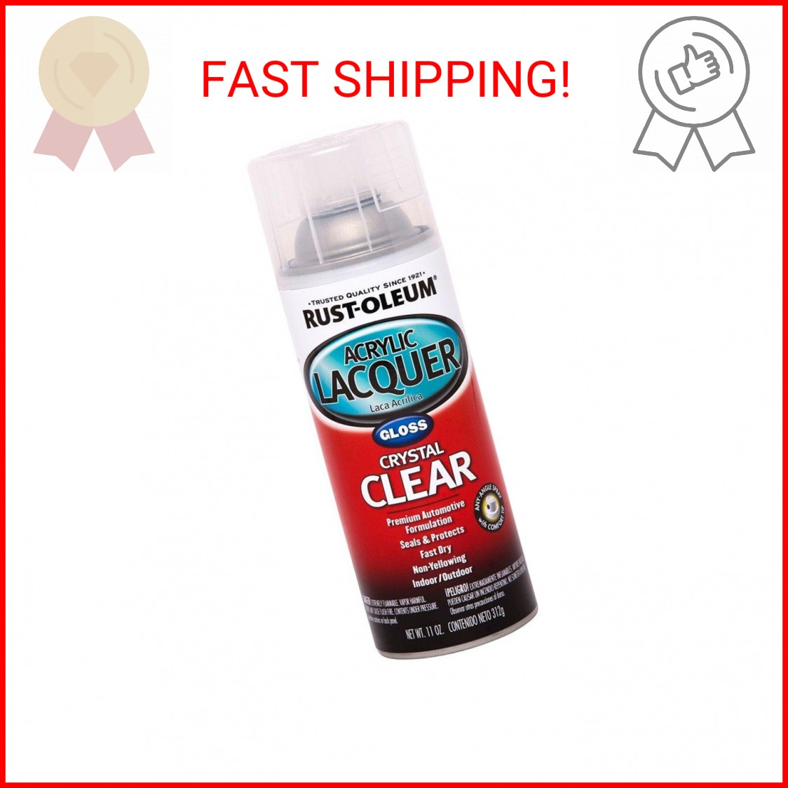 Rust-Oleum Automotive 253366 Acrylic Lacquer Spray, Clear Gloss, 11-Ounce (pack