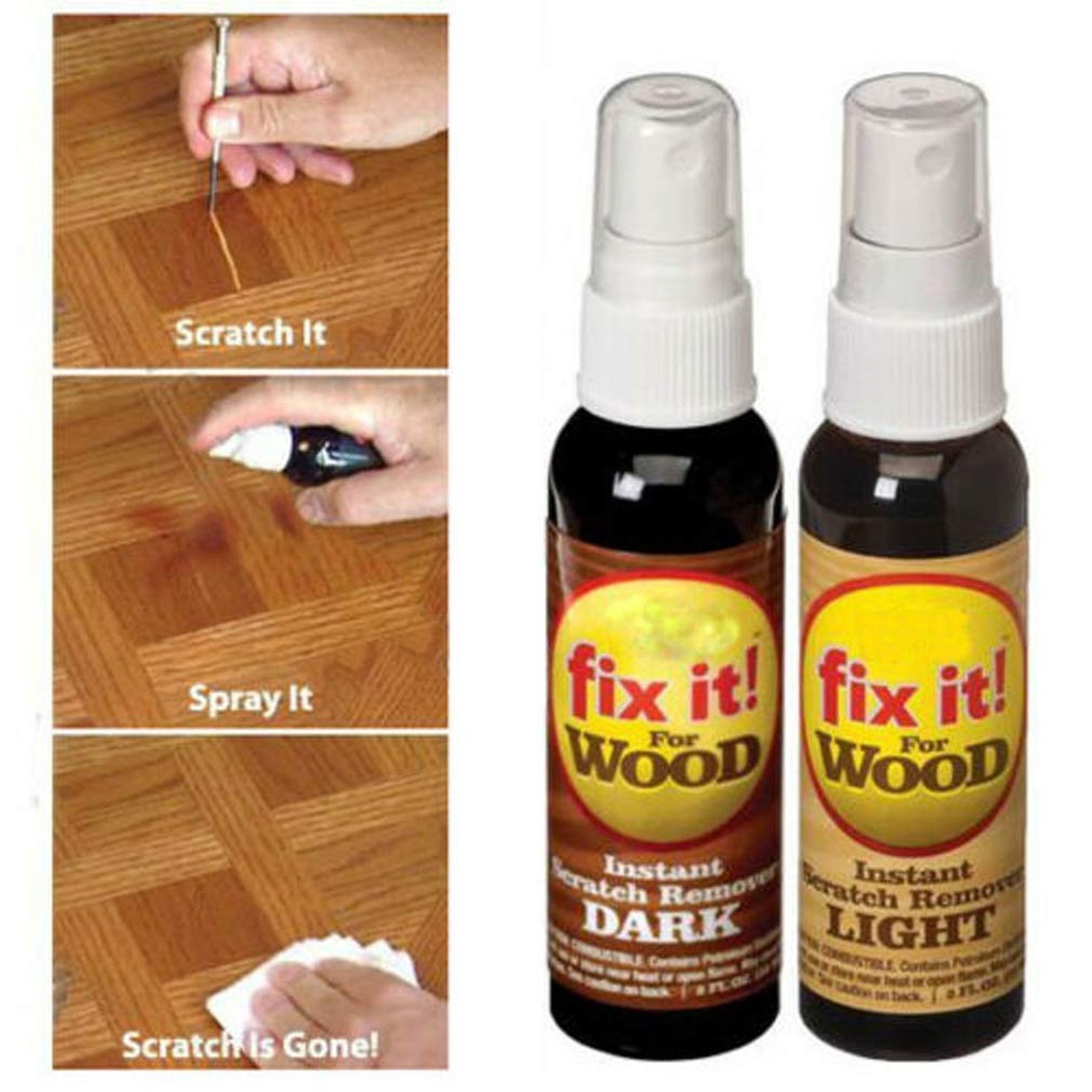 2 pcs Instant Fix Wood Scratch Remover Set Fast Acting Wood Scratch Repair