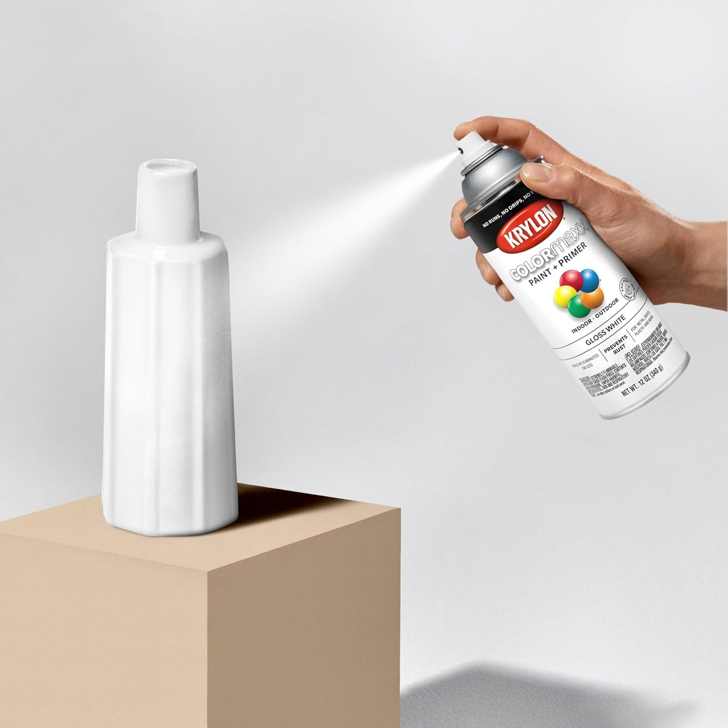 Versatile 12 oz Gloss White Spray Paint & Primer for Indoor/Outdoor Projects