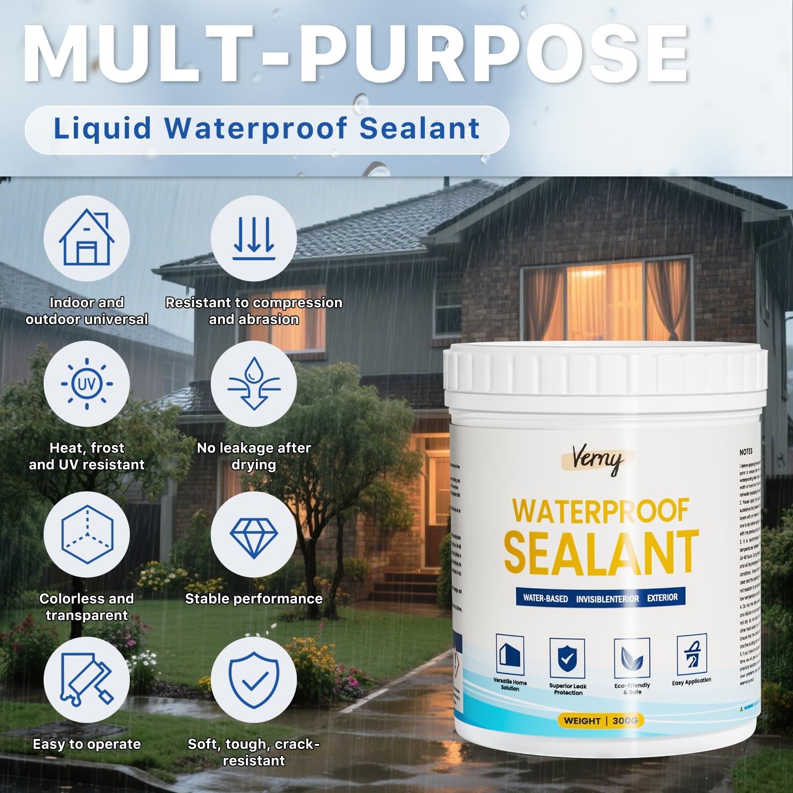 Water-Based Transparent Waterproof Sealant, 10.5 fluid ounces, Clear