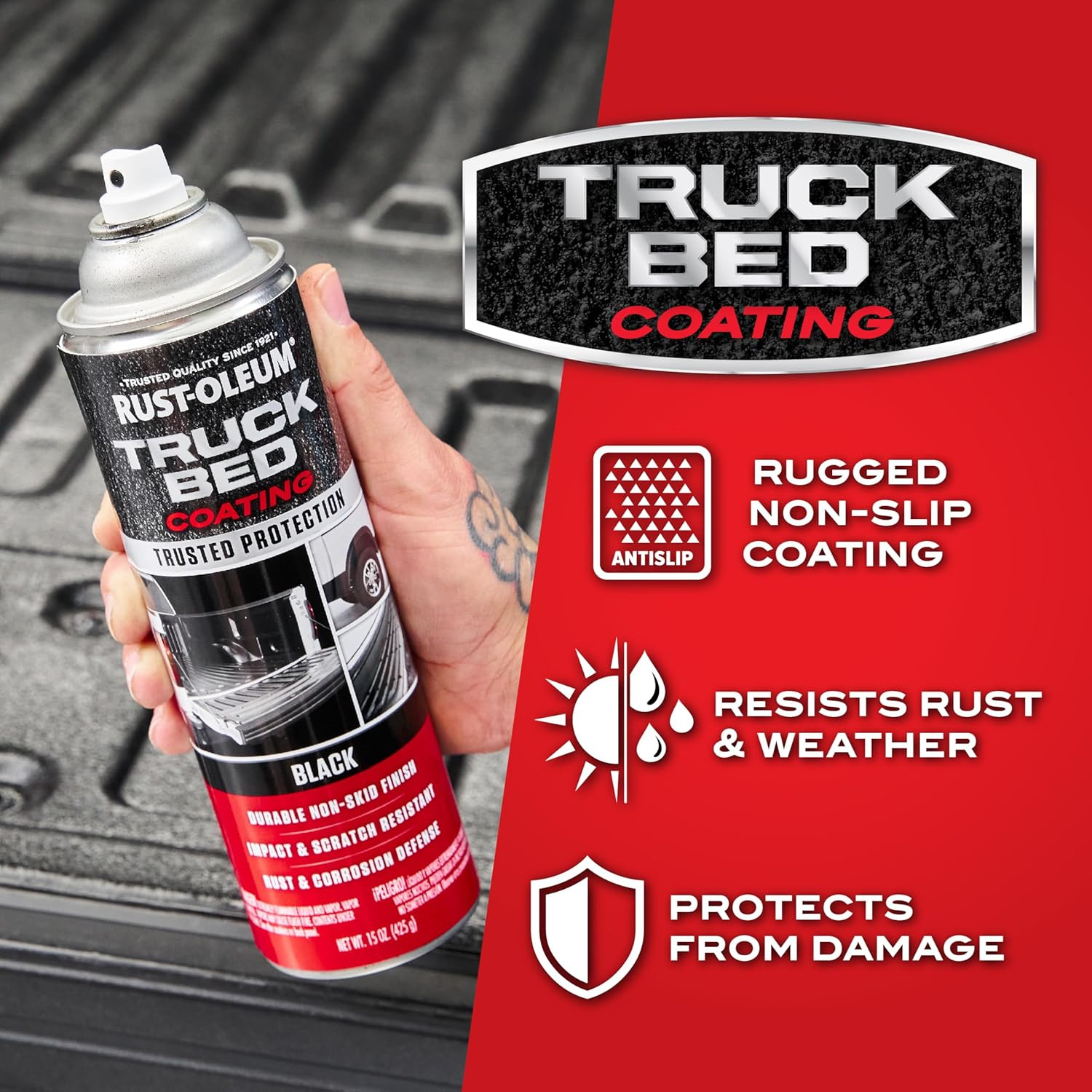 248914-6PK Stops Rust Truck Bed Coating Spray Paint, 15 Oz, Black, 6 Pack