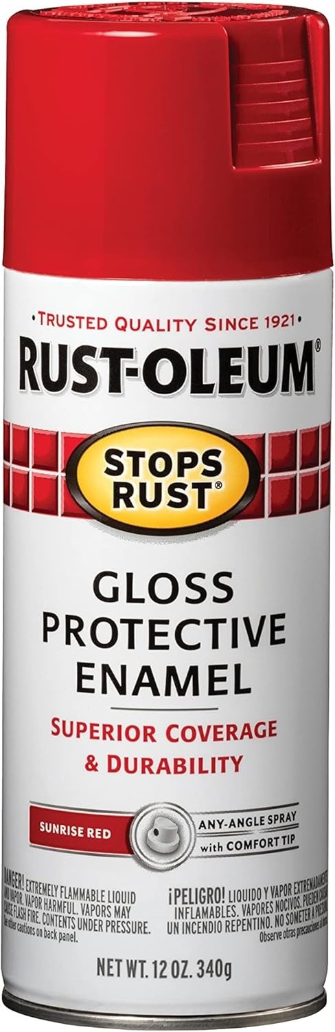 Rust-Oleum 7762830 Stops Rust Spray Paint, 12 oz, Gloss Red Sunrise