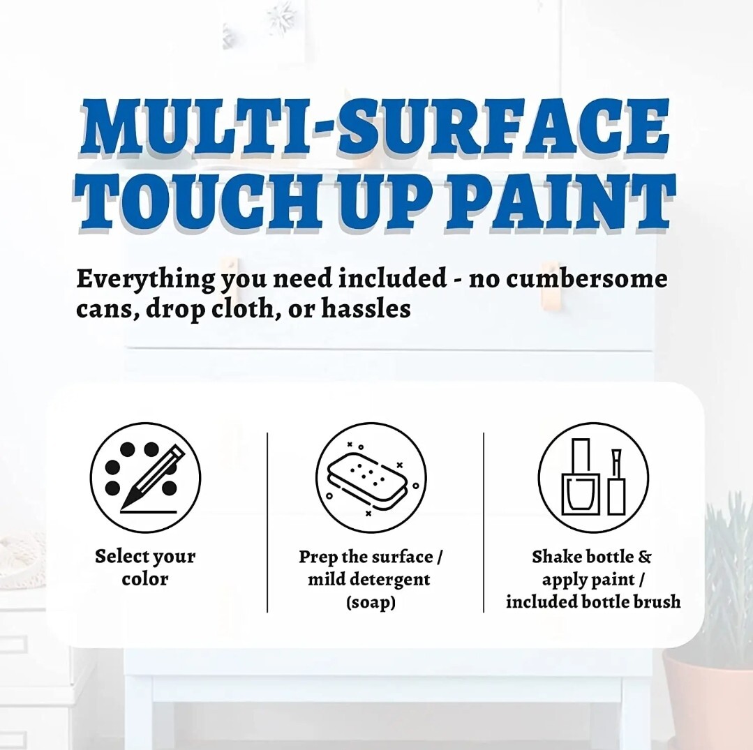 Multi Surface Touch Up Paint Dwil White Ivory Interior and Exterior H 1.5oz/30ml