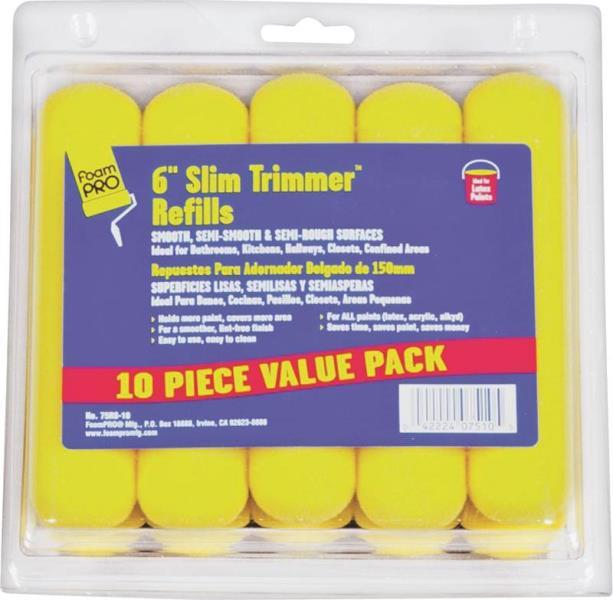 NEW FOAMPRO 75RS-10 PK (10) SLIM TRIMMER 3/8 6″ FOAM PAINT ROLLER COVER 5214077