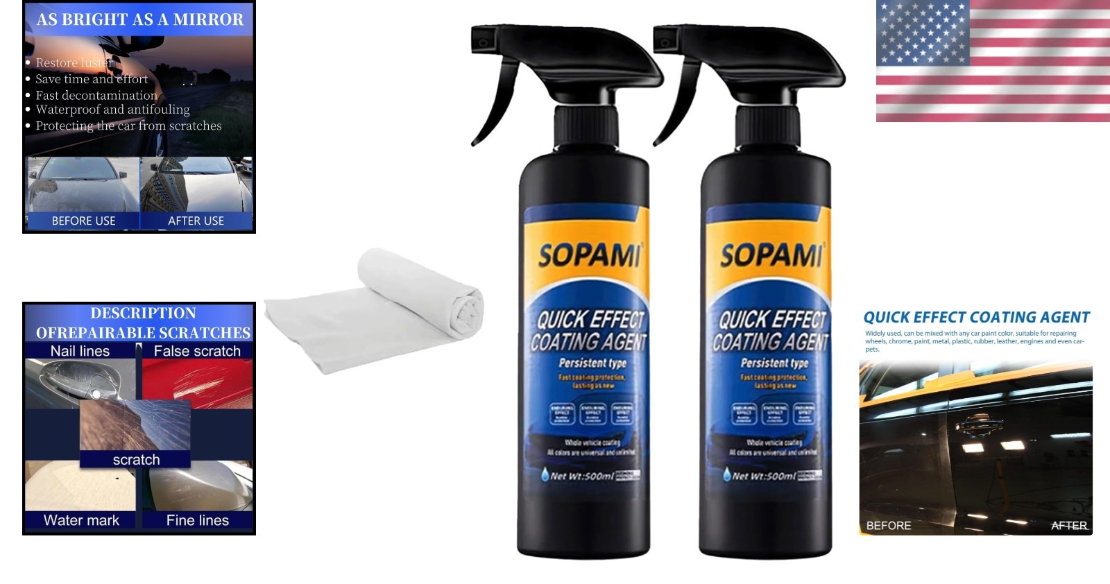 2 Car Coating Sprays Ceramic Paint Sealant Maximum Gloss & Shine Ceramic Car Wax
