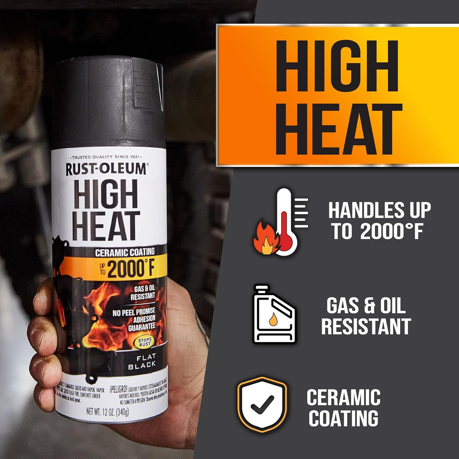 248903 Automotive High Heat Spray Paint, 12 Oz, Flat Black
