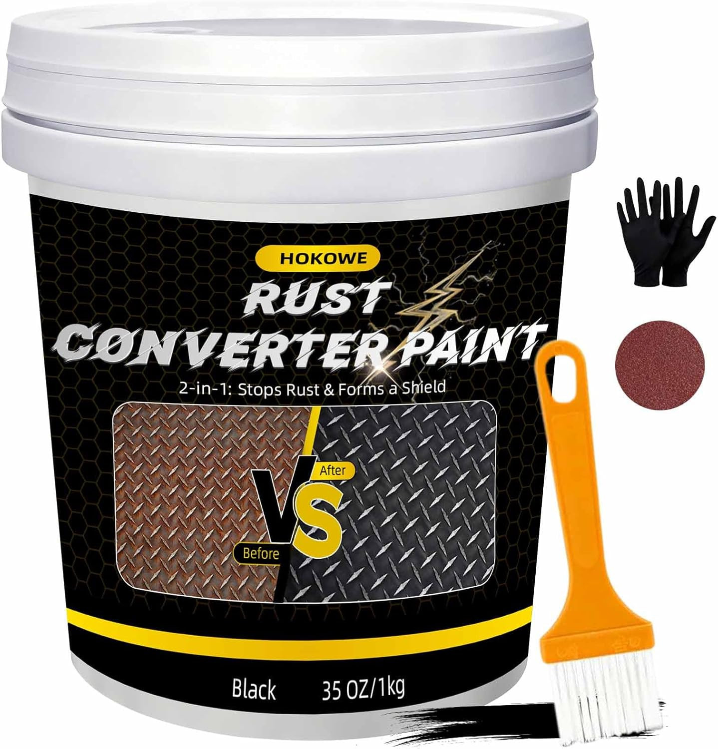 2-in-1 Rust Converter & Metal Primer 35oz Black Rust Inhibitor Coating