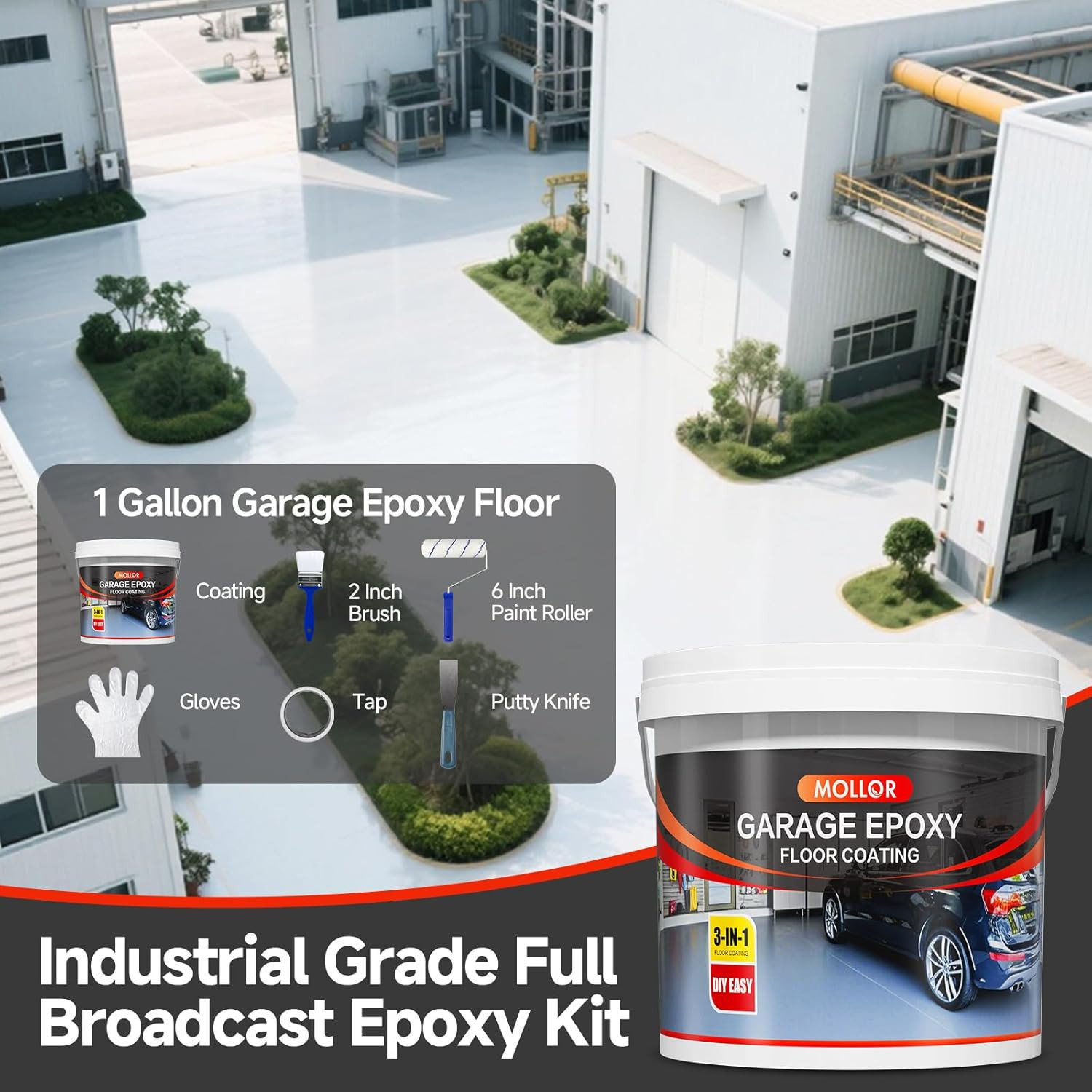 Fast-Drying 3-in-1 Slate Grey Epoxy Floor Coating with Non-Slip Finish