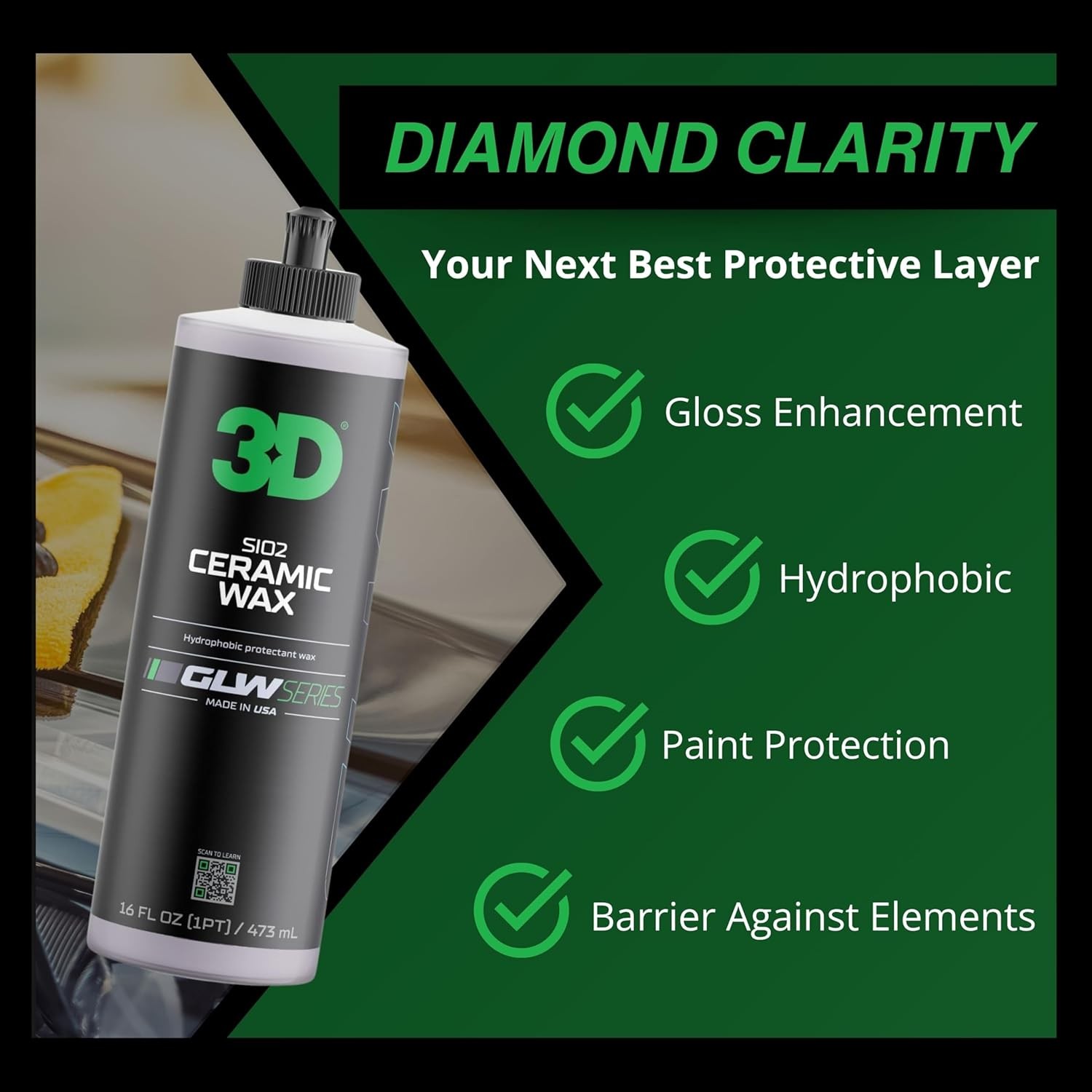 3D GLW Series Ceramic Wax – SiO2 Infused Car Wax for Ultimate Gloss, Hydrophob