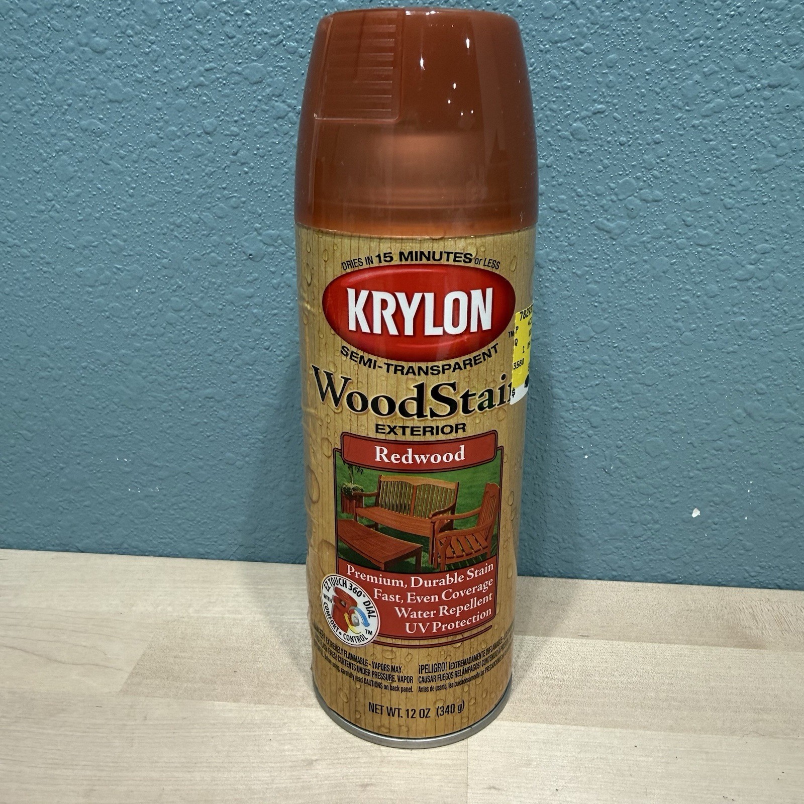 Krylon WoodStain Exterior REDWOOD Water Repellent UV Protection 12 Oz. Spray Can