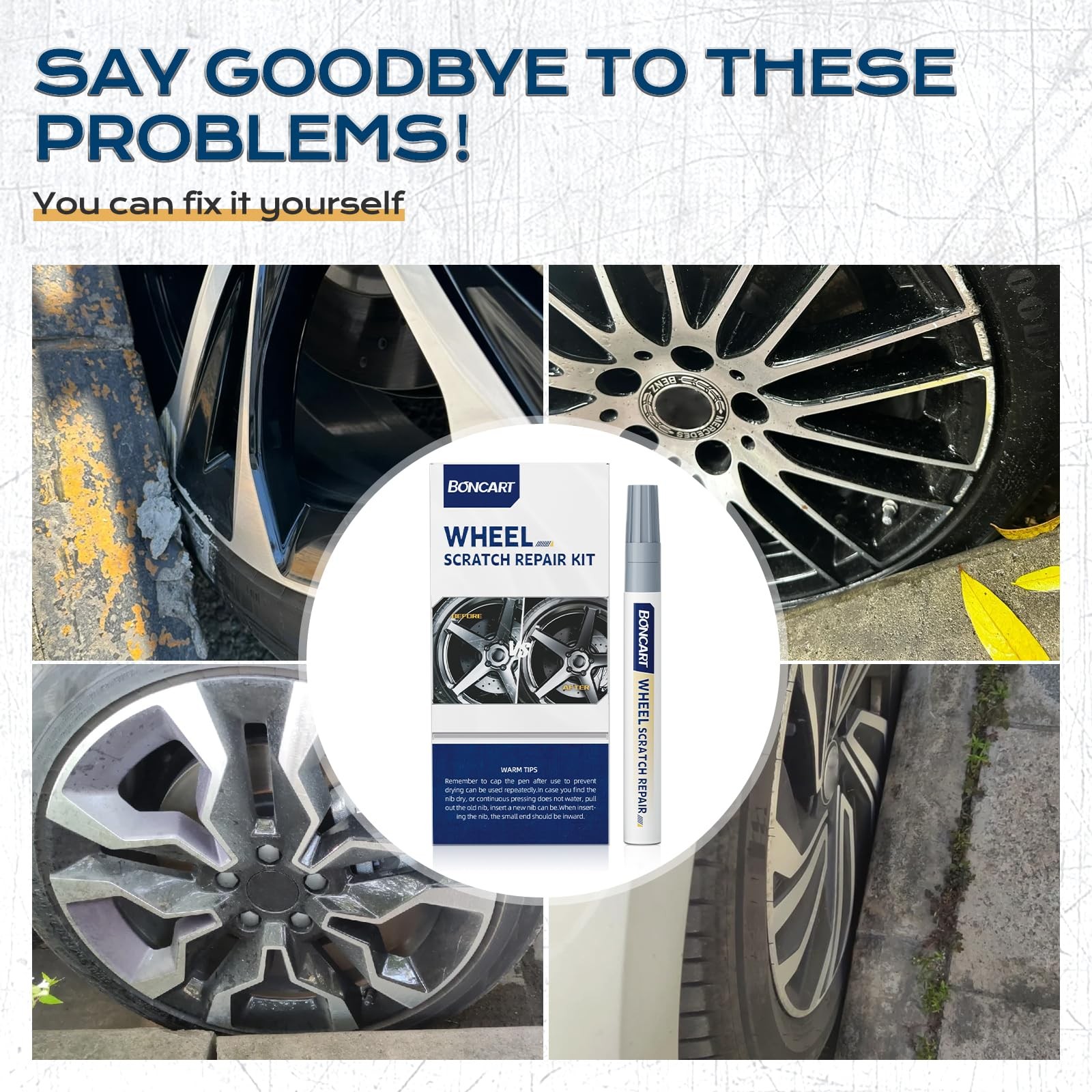 Wheel Scratch Repair Kit, Rim Touch Up Paint, Rim Paint Wheel Paint Pen, Silv…