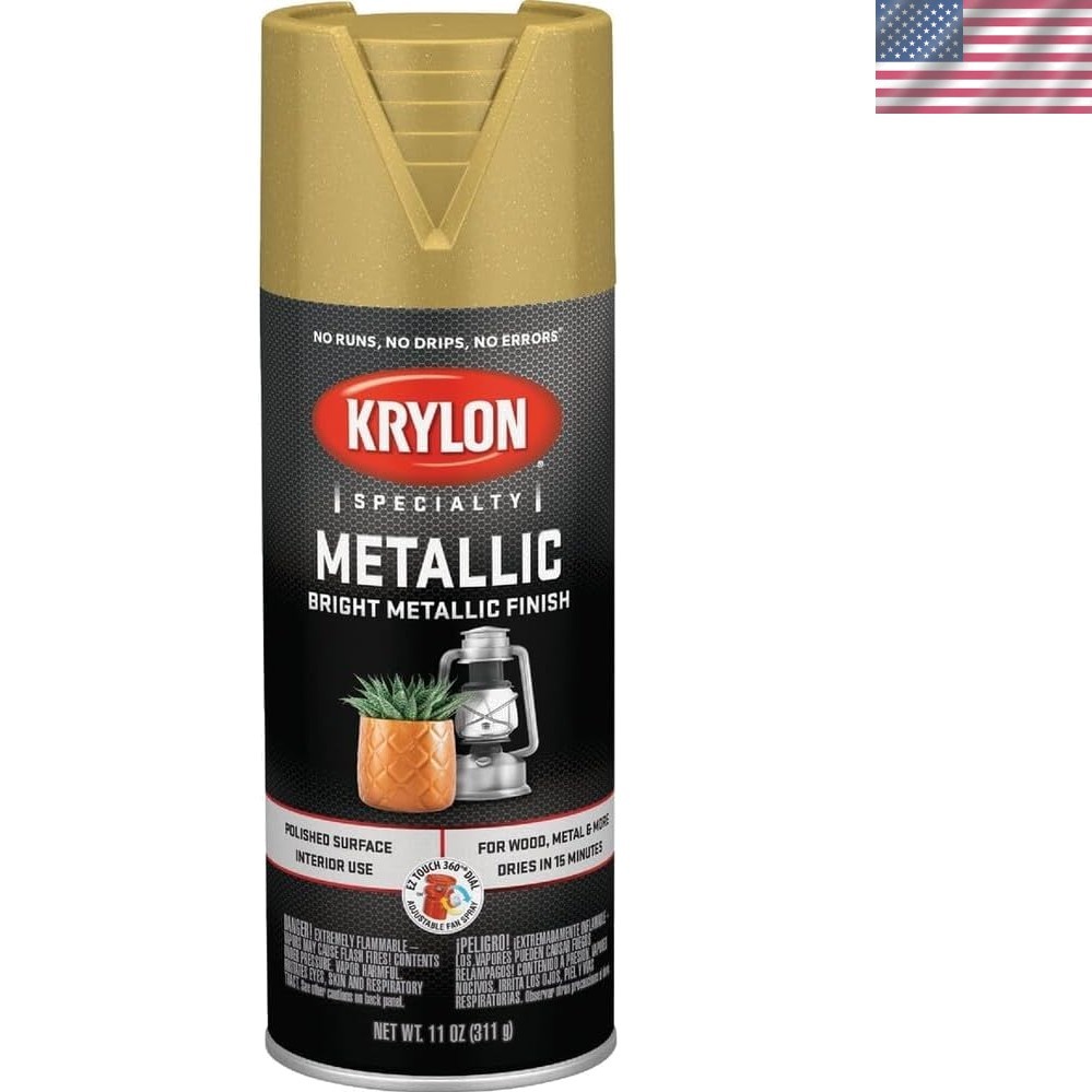 Krylon 12 Oz Bright Gold Metallic Gloss Spray Paint – Fast-Drying Elegance