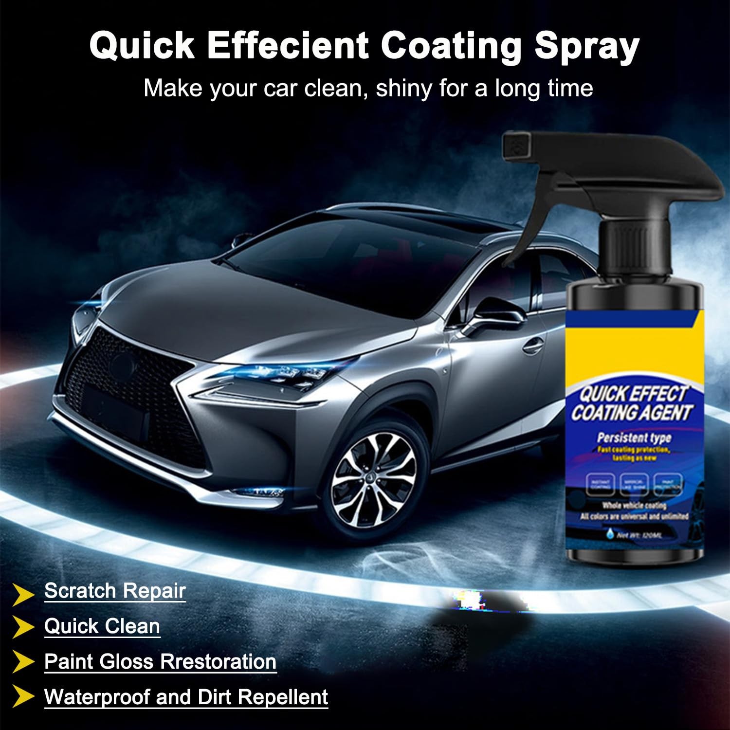 Car Coating Spray, Quick Effect Ceramic Coating Agent for Car Wax Polish Paint S