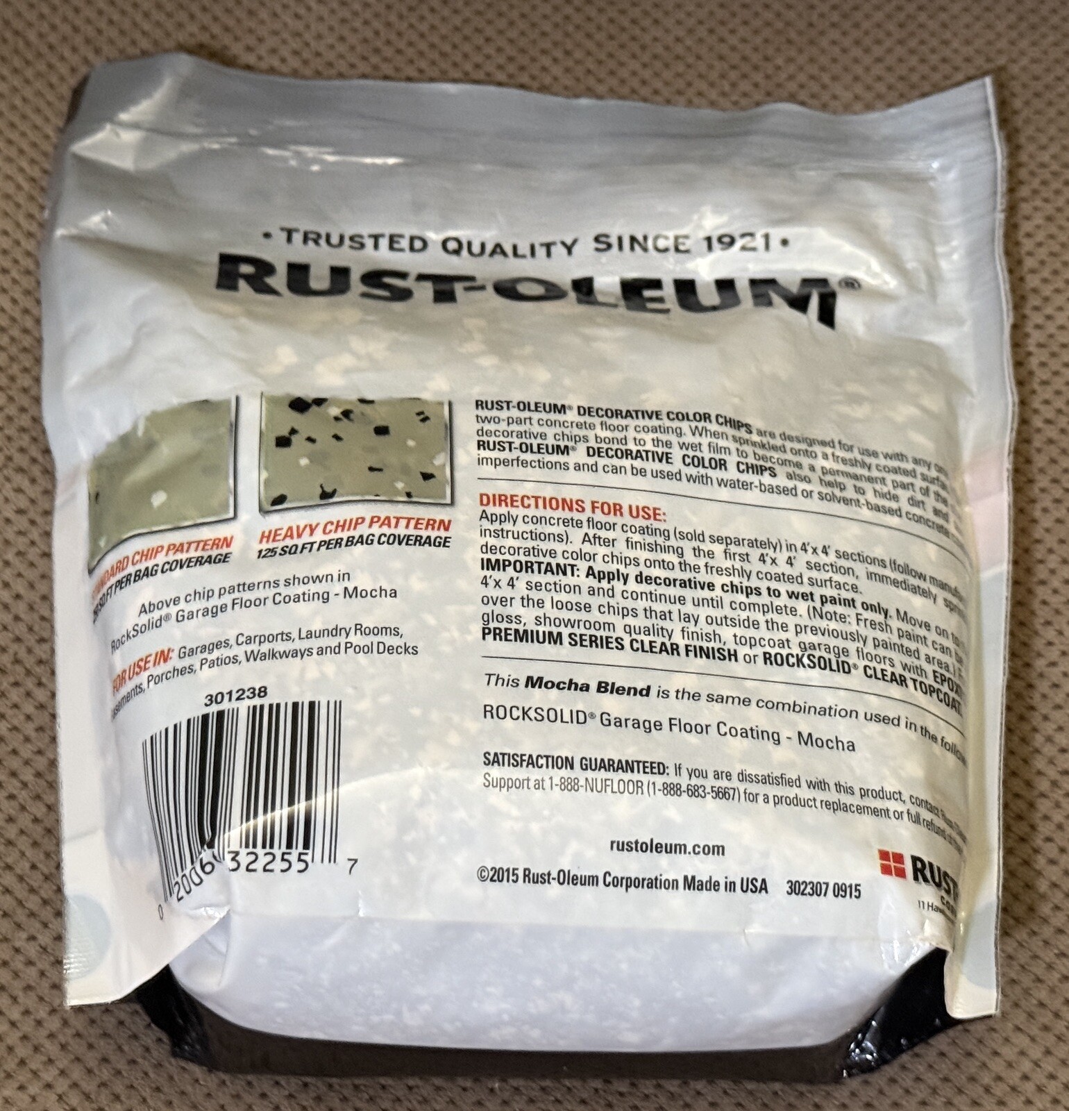 Rust-Oleum “Mocha Blend” 1 lb. Concrete Floor Decorative Color Chips ** NEW **