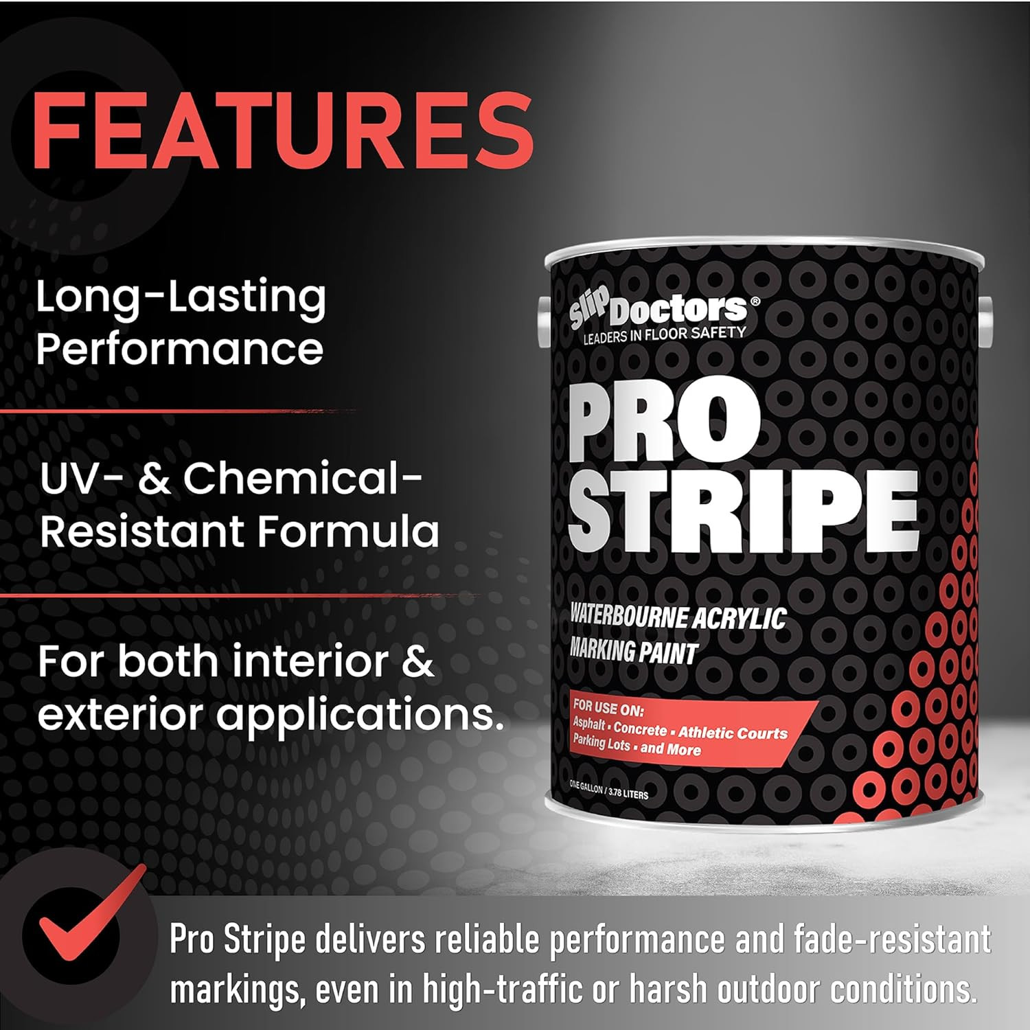 Pro Stripe White Line Marking Paint – 1 Gallon for Courts & Parking Lots