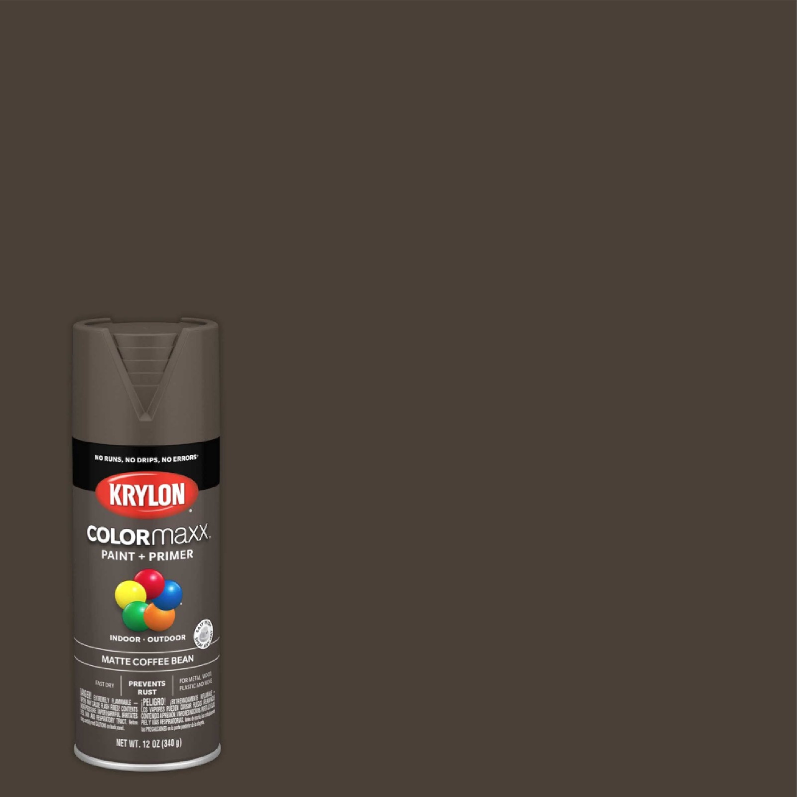 Krylon COLORmaxx Coffee Bean Matte Brown Spray Paint and Primer 12 Ounce