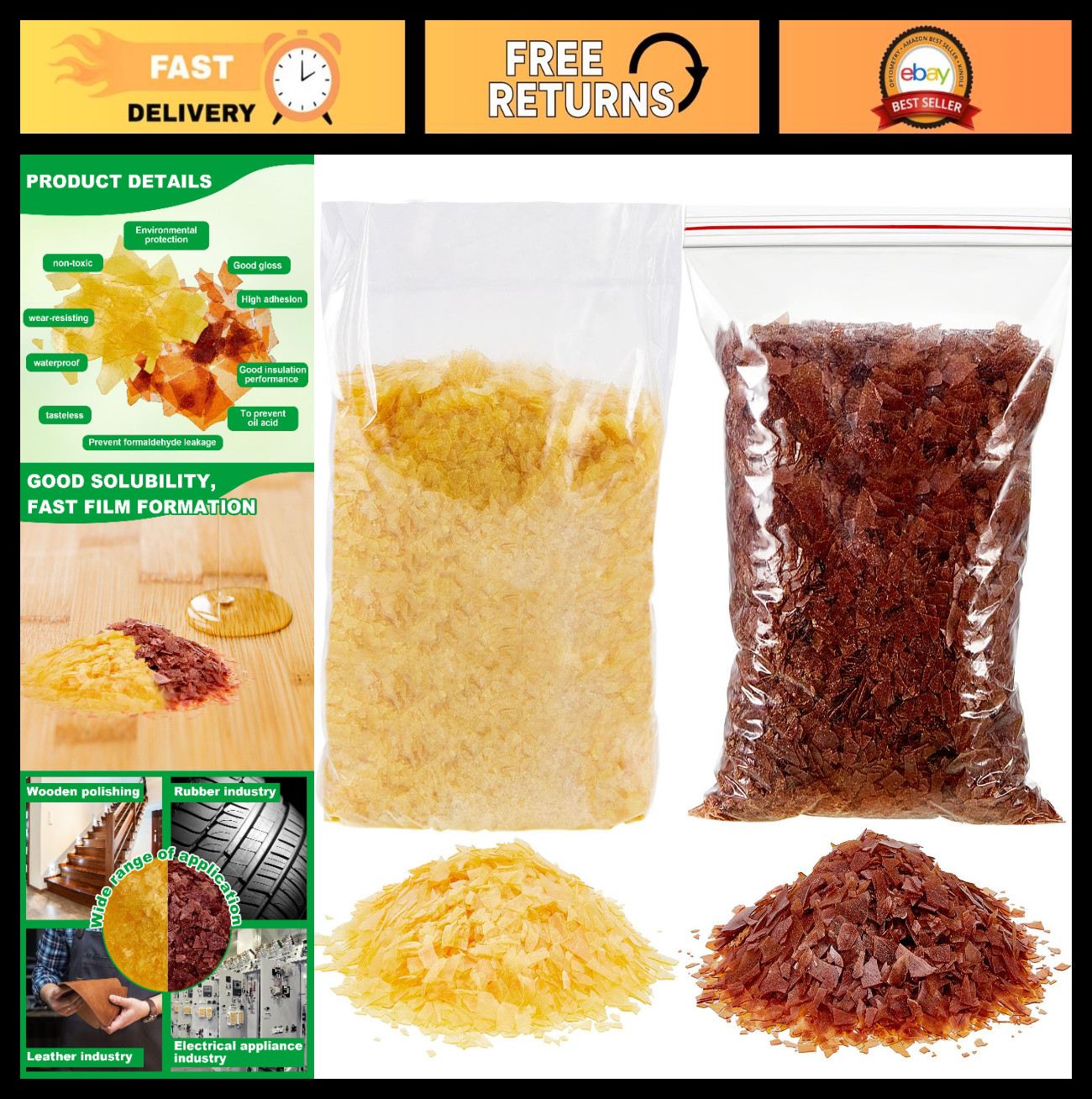 35 oz Shellac Flakes for Wood Finishing, Crafting & Painting Supplies – Light Ye