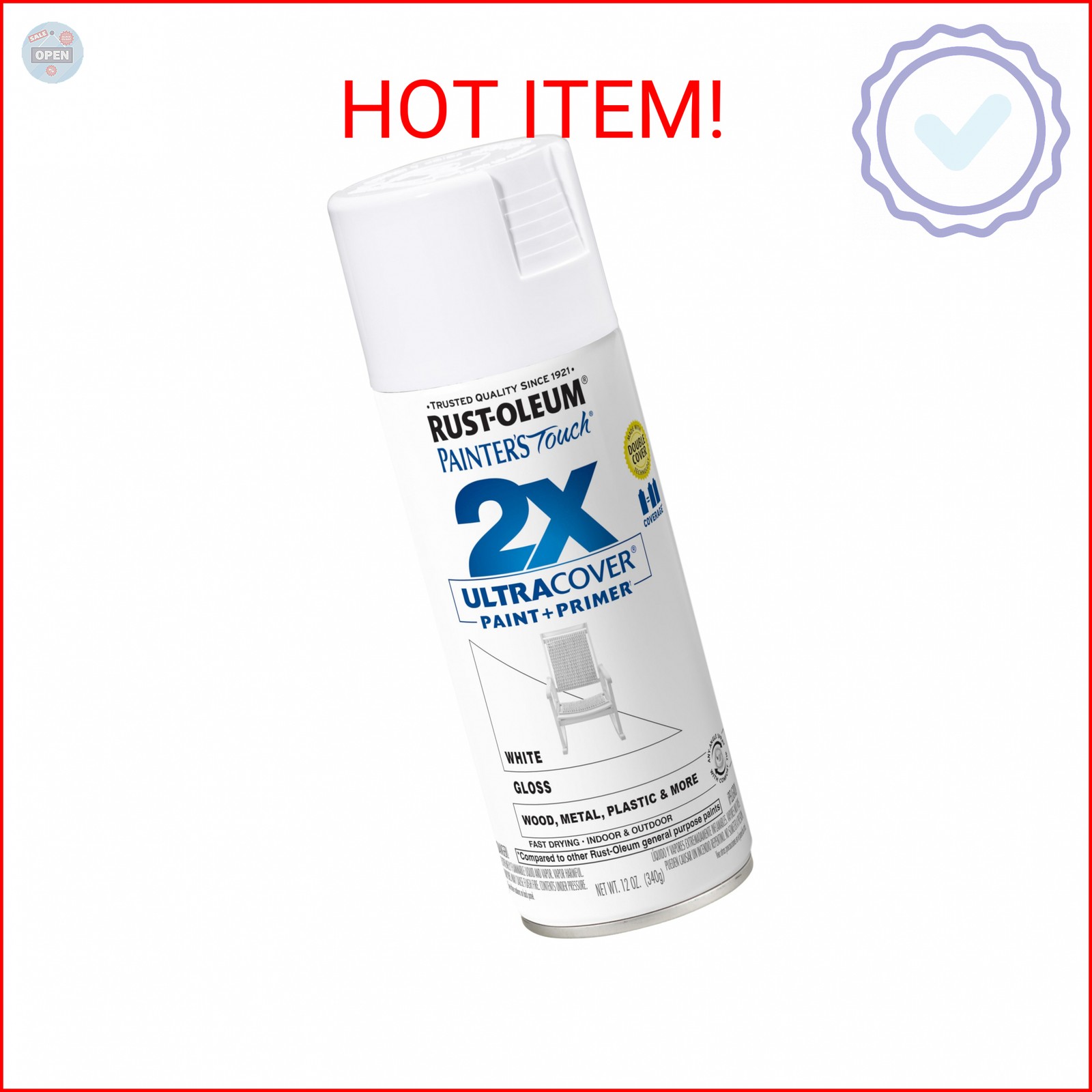 Rust-Oleum Painter’s Touch 2X Ultra Cover Spray Paint, Gloss White