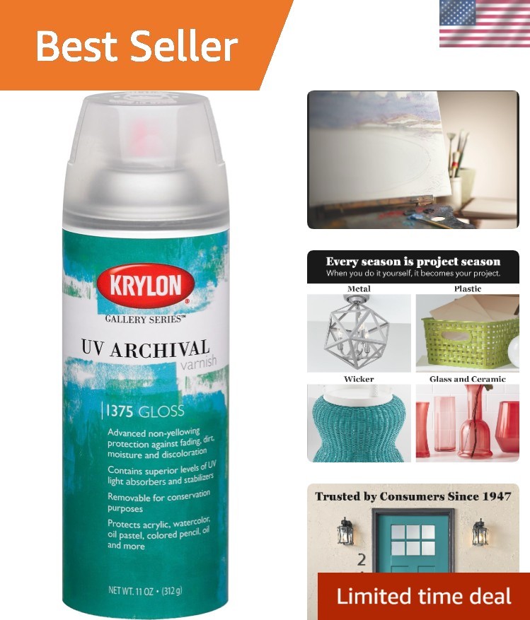 11 Oz Gloss UV Archival Varnish Spray for Stunning Art Preservation
