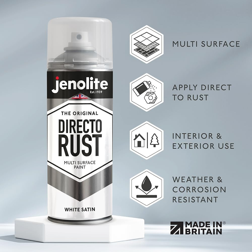 Directorust Satin Spray Paint | WHITE | 400Ml (13.52Fl Oz) | Semi-Gloss Spray Pa
