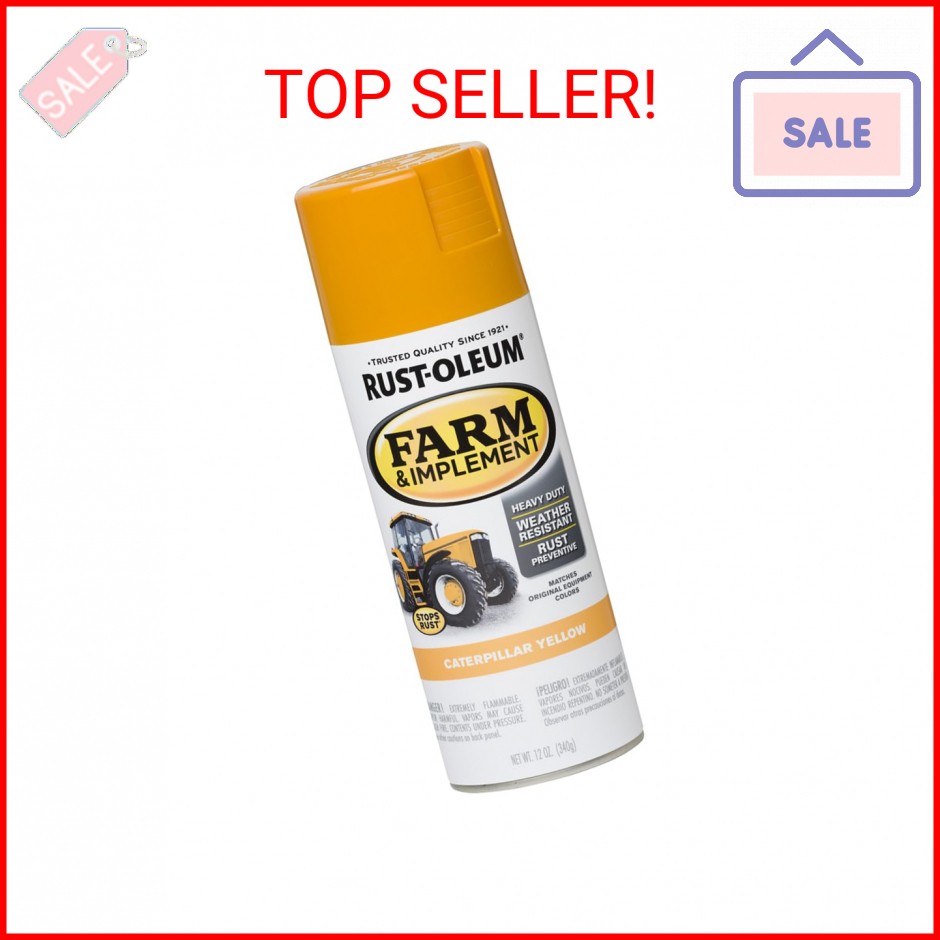 Rust-Oleum 280140 Farm & Implement Spray Paint, 12 oz, Gloss Caterpillar Yellow