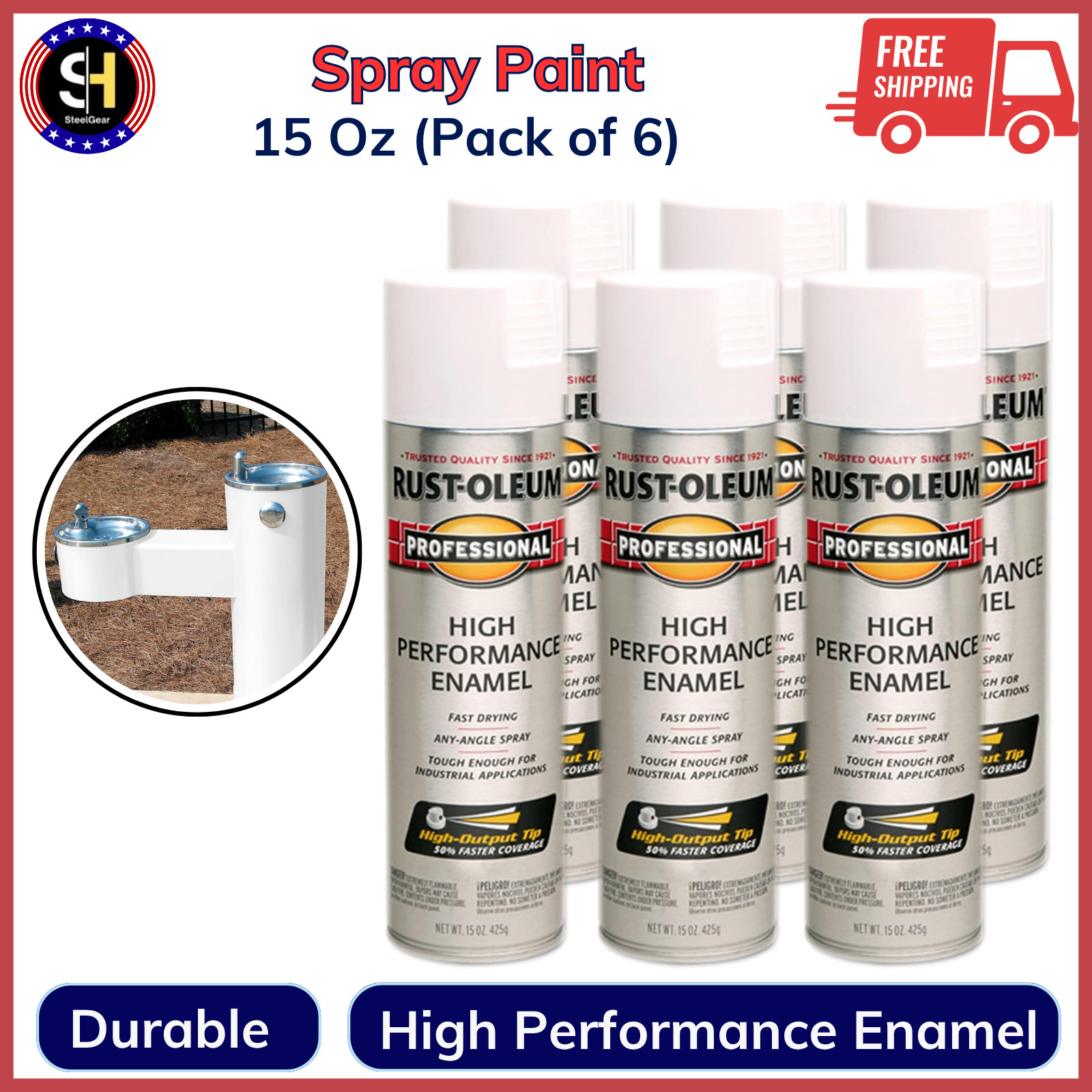 Rust-Oleum Professional High Performance Enamel Spray Paint 15 Oz 6Pk Semi-Gloss