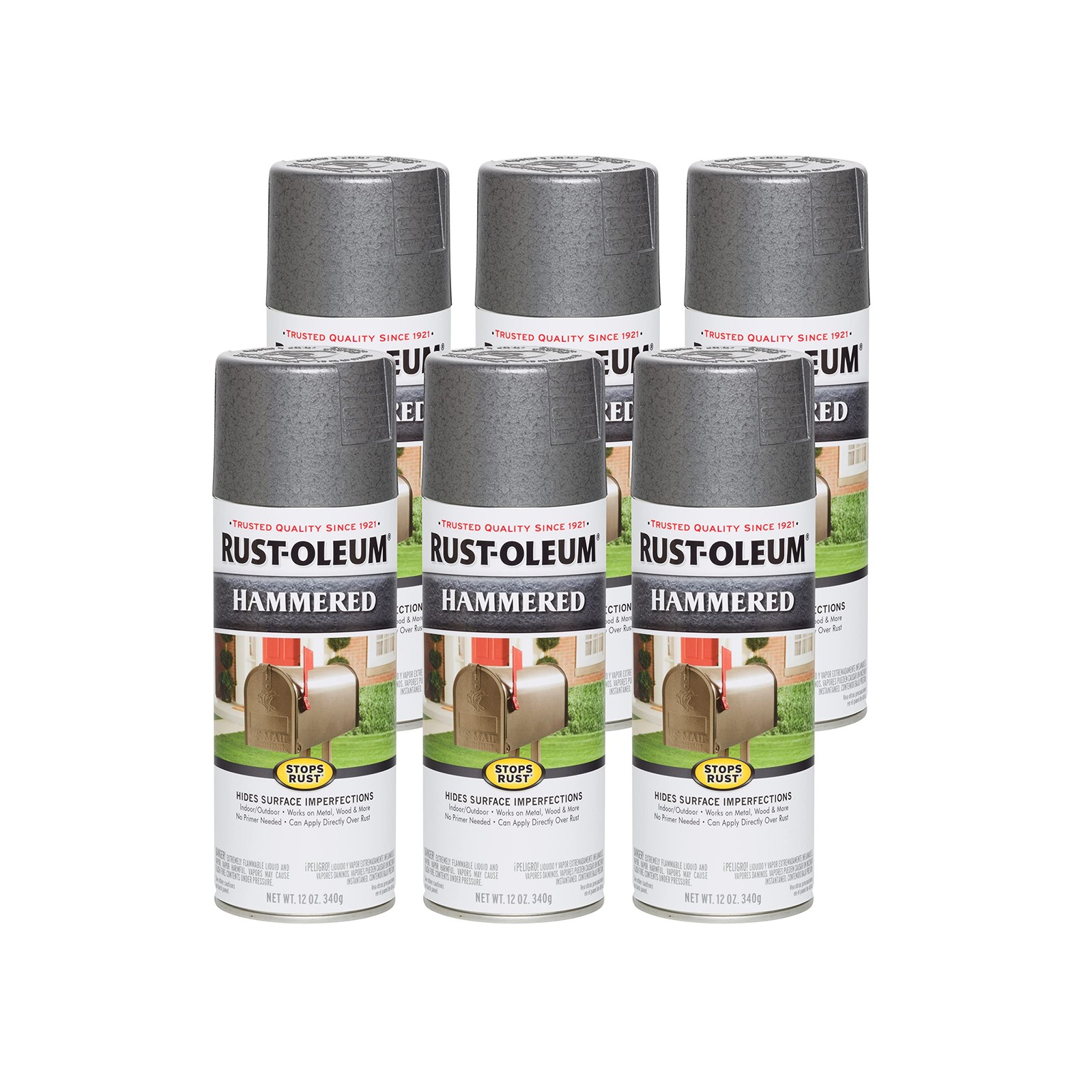 Rust-Oleum Stops Rust Hammered Paint 6 Pack Gray Durable Corrosion Resistant …
