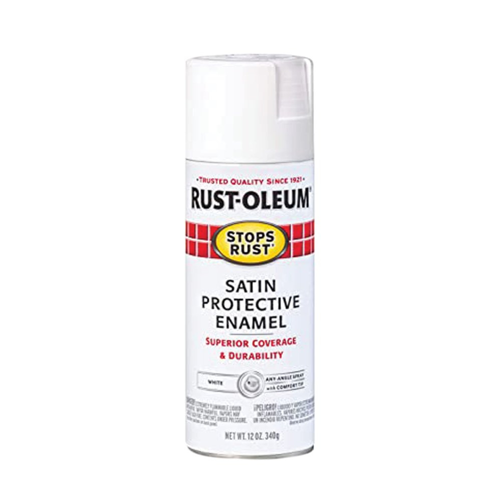 All Surfaces Rust Resistant Satin Protective Enamel White Spray Paint 12 Oz