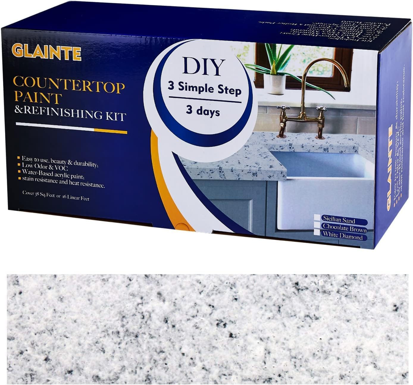 Granite Countertop Paint Kit – White Diamond Counter Top Refinishing Kit for Kit