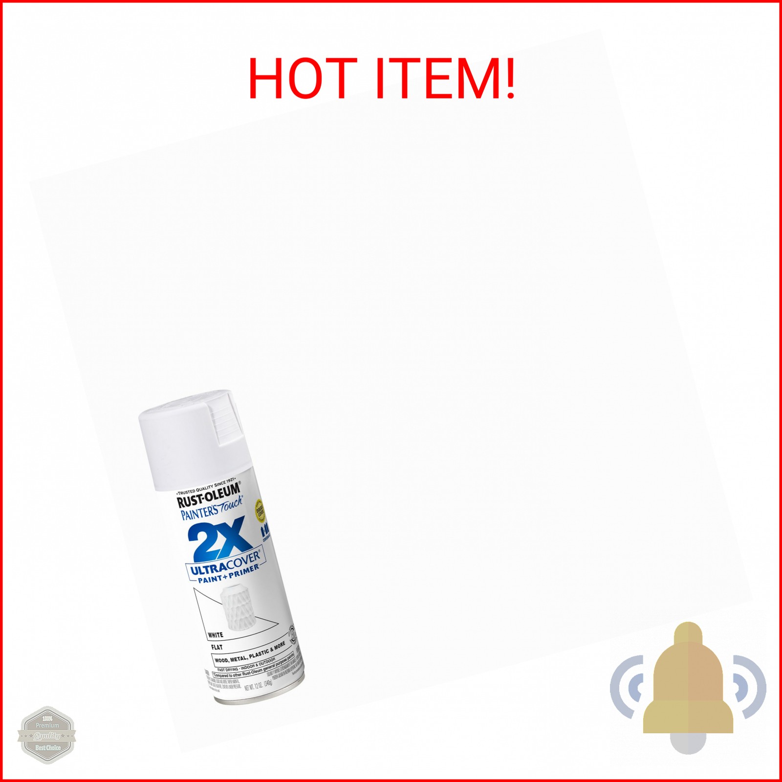 Rust-Oleum 249126 Painter’s Touch 2X Ultra Cover Spray Paint, 12 oz, Flat White