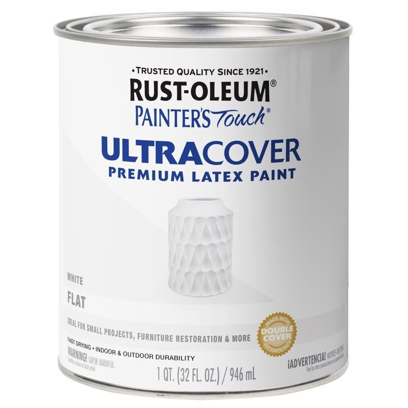 Rust-Oleum Ultra Cover FLAT 1 qt. Premium Latex Paint FLAT WHITE 1513837 NEW
