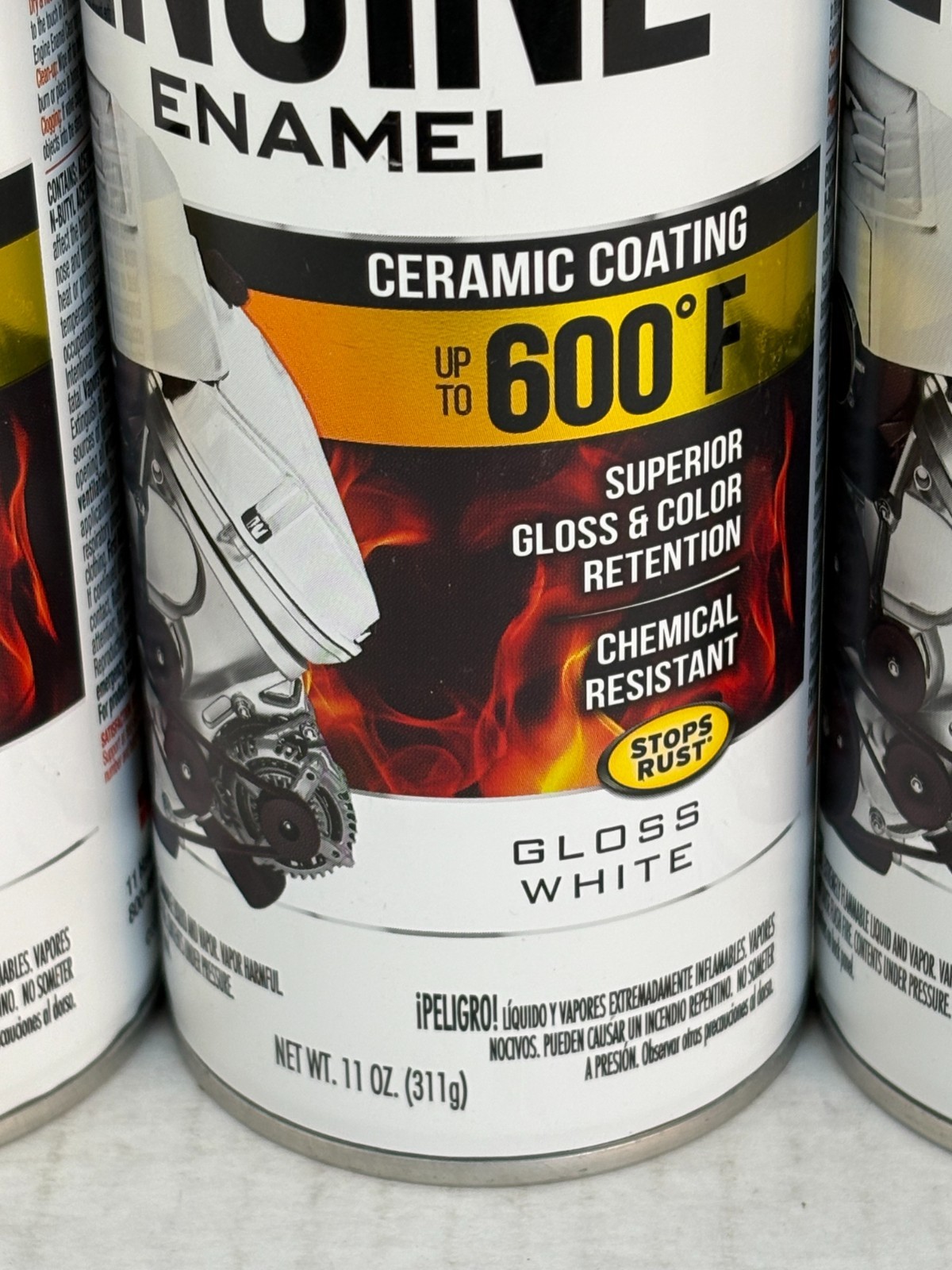 LOT OF (3) RUSTOLEUM 366430 GLOSS WHITE ENGINE ENAMEL CERAMIC COATING UP TO 600º