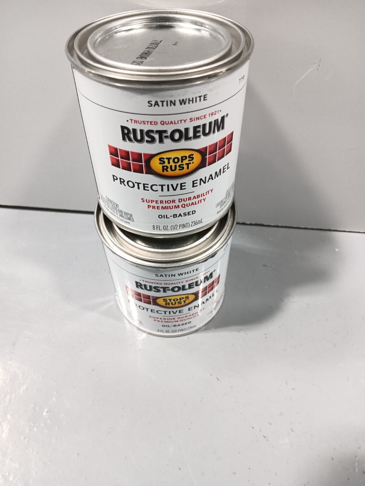 2 Rust-Oleum SATIN WHITE 0.5pt Rust PROTECTIVE ENAMEL Oil-Based 7791-730 NEW
