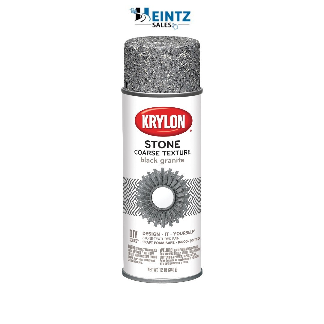 KRYLON 18201 Coarse Stone Texture Finish Spray Paint, Black Granite, 12 Ounce