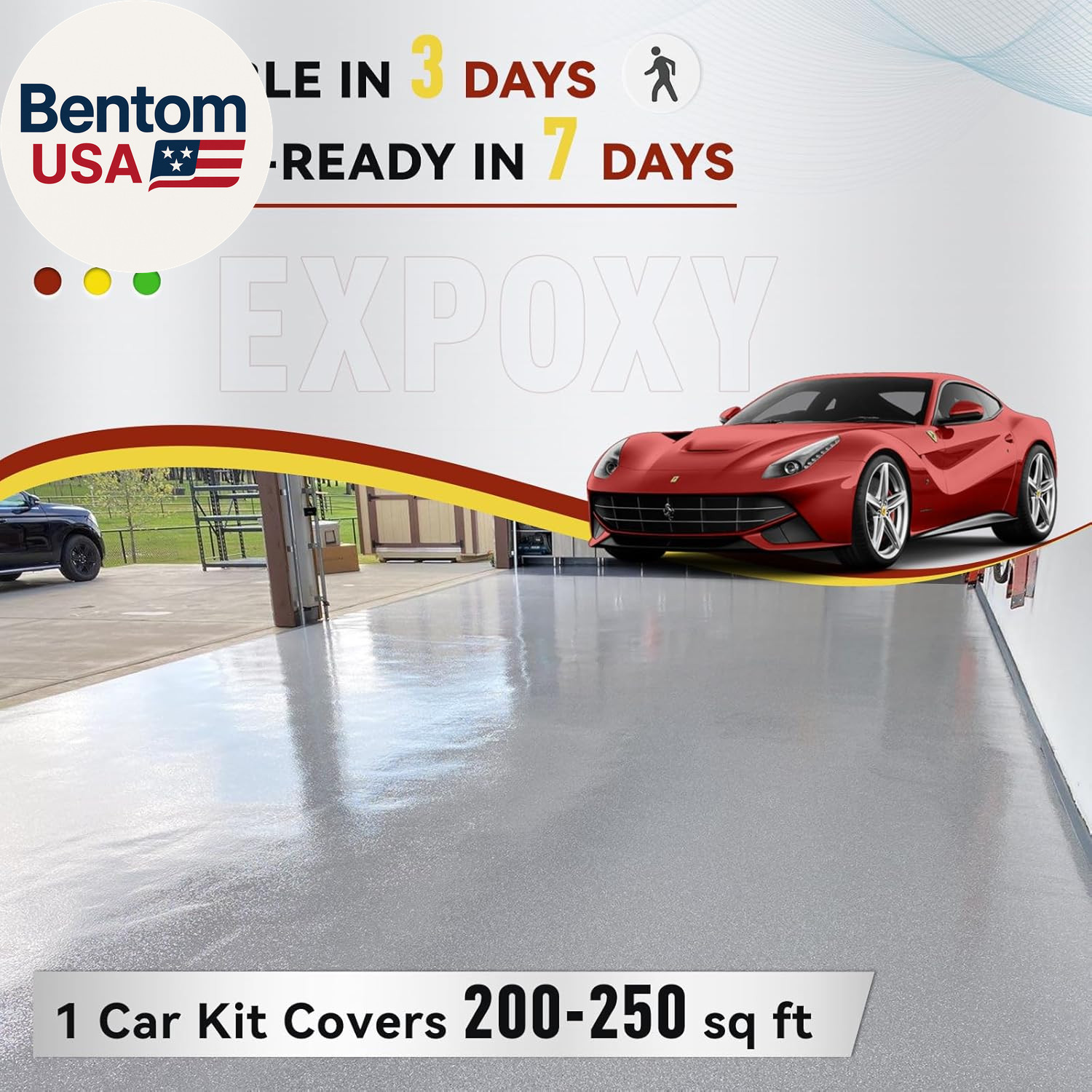 Garage Floor Epoxy Kit, Garage Floor Paint with Tools, Epoxy Coating for Concret