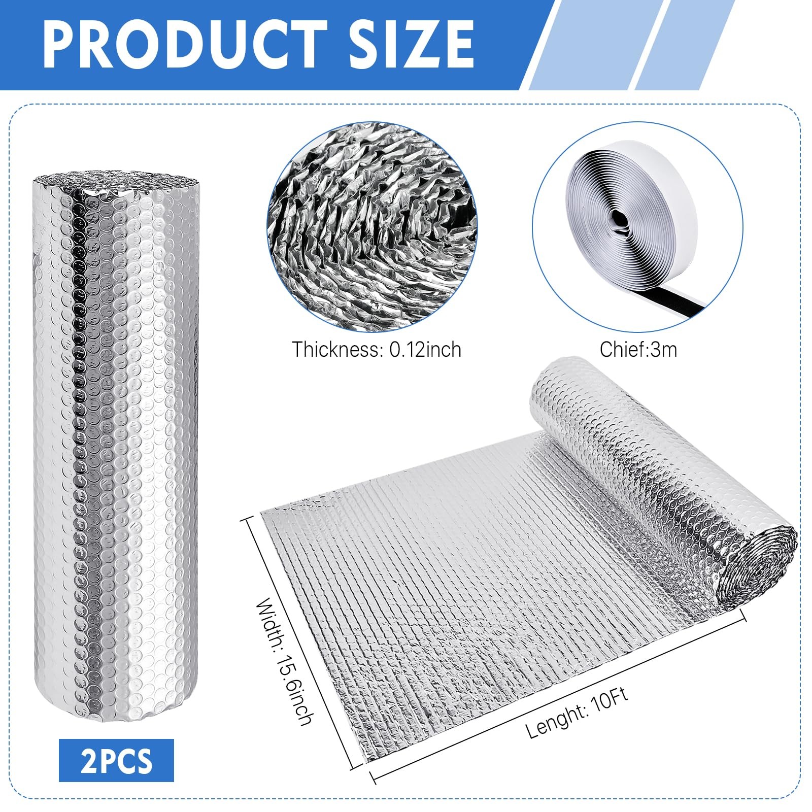 Supkiir Rv Window Shade Reflective Insulation Roll 20 Ft X 15.6 In Double Sided