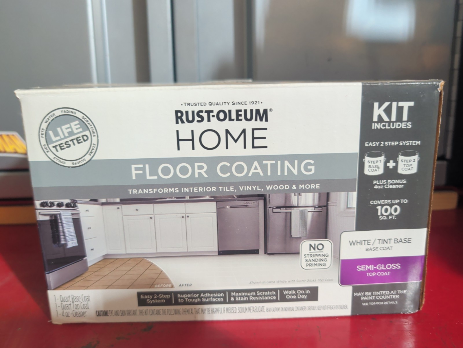 Rust-Oleum Home Semi-Gloss Ultra White Tint Base & Top Coat Floor Coating Kit